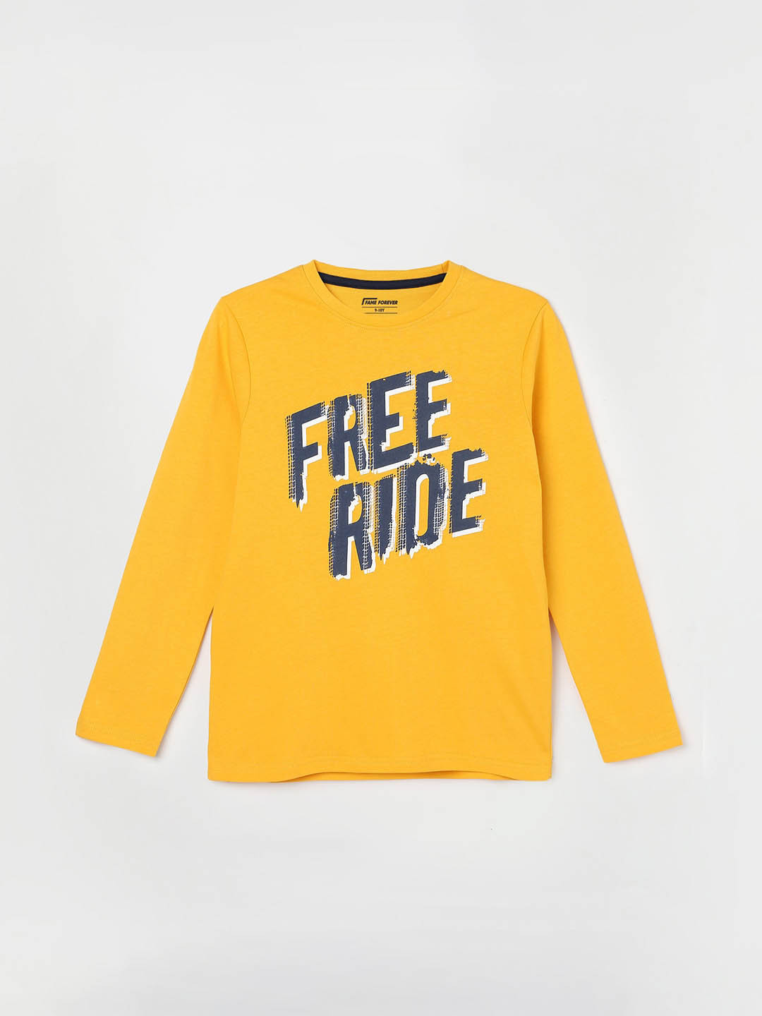 

Fame Forever by Lifestyle Boys Typography Printed Round Neck Cotton Regular T-shirt, Mustard