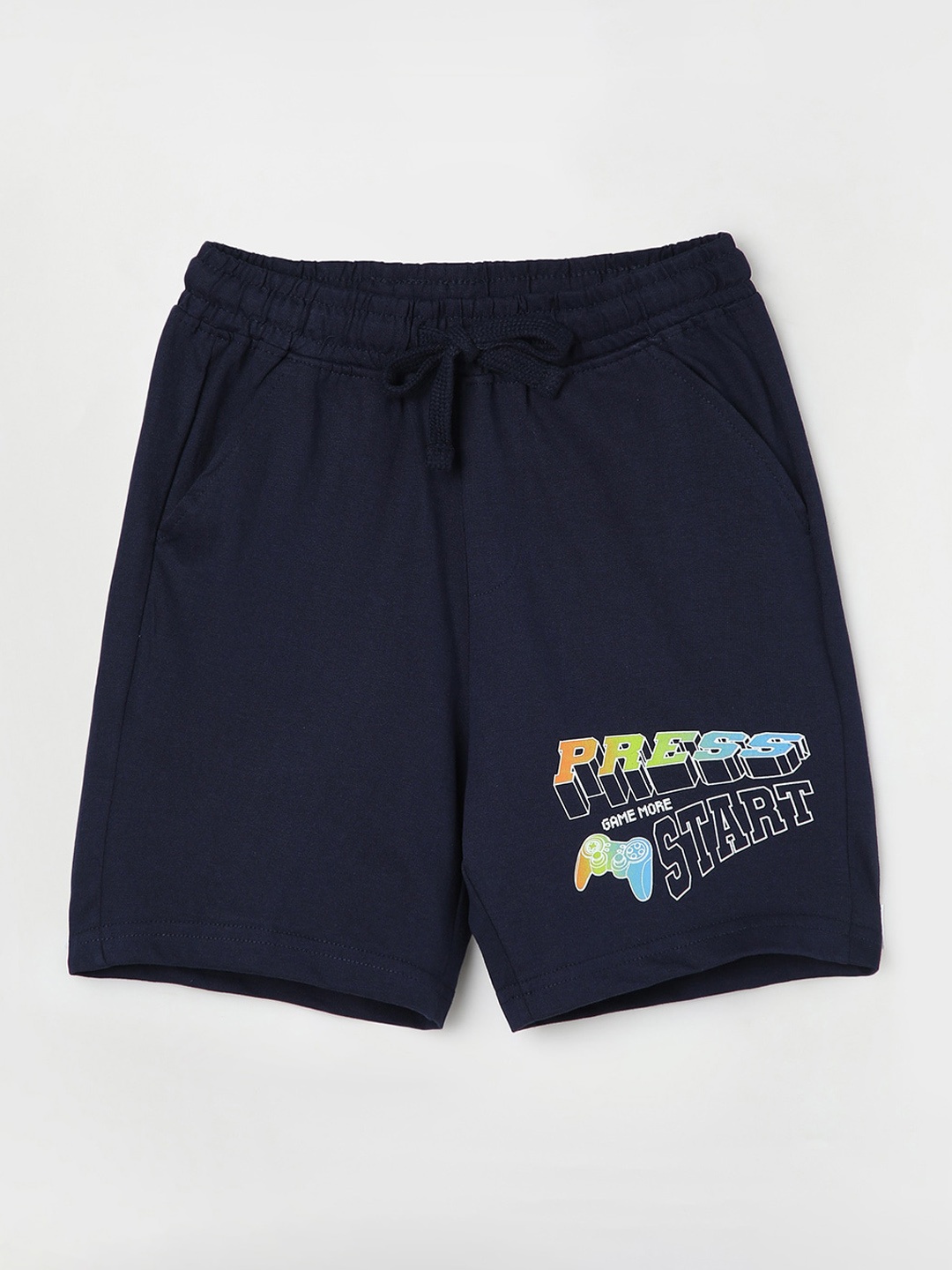 

Fame Forever by Lifestyle Boys Mid-Rise Typography Printed Pure Cotton Regular Shorts, Blue