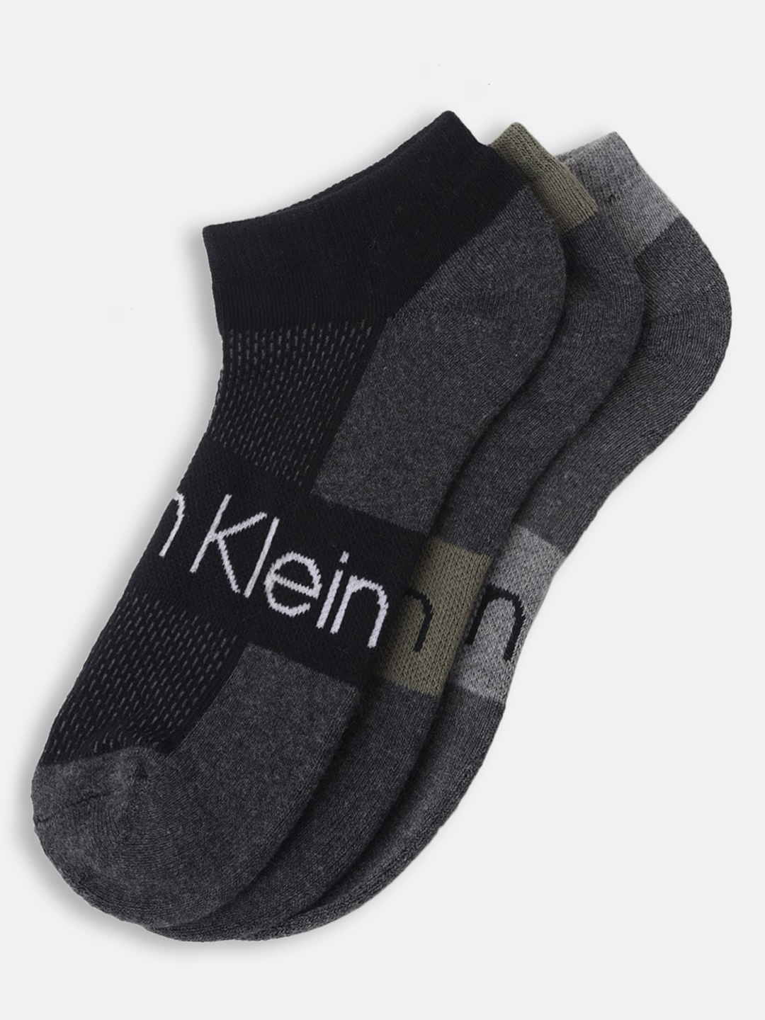 

Calvin Klein Unisex Pack Of 3 Patterned Cotton Ankle Length Socks, Grey