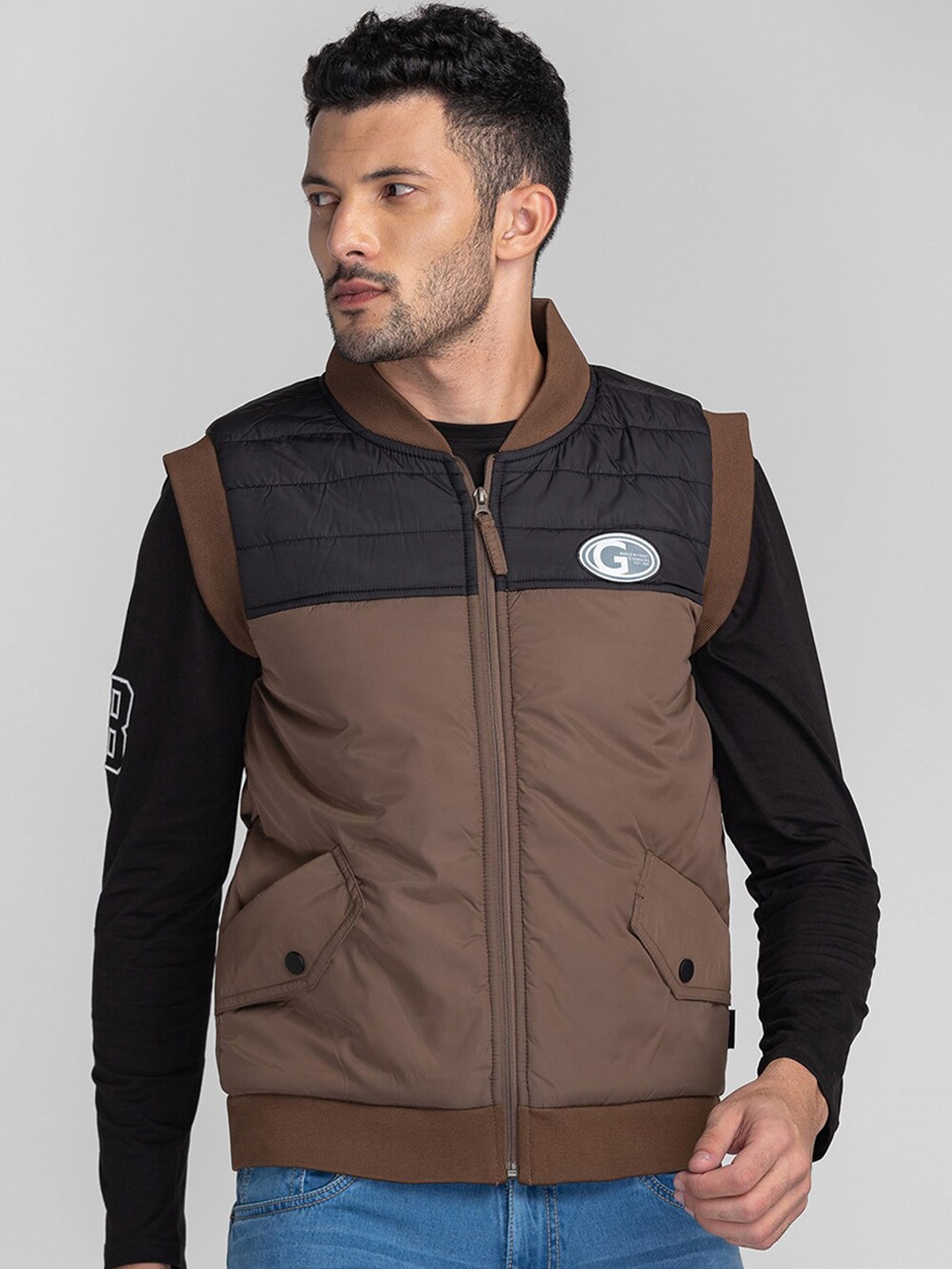 

GIORDANO Colourblocked Lightweight Padded Jacket, Brown