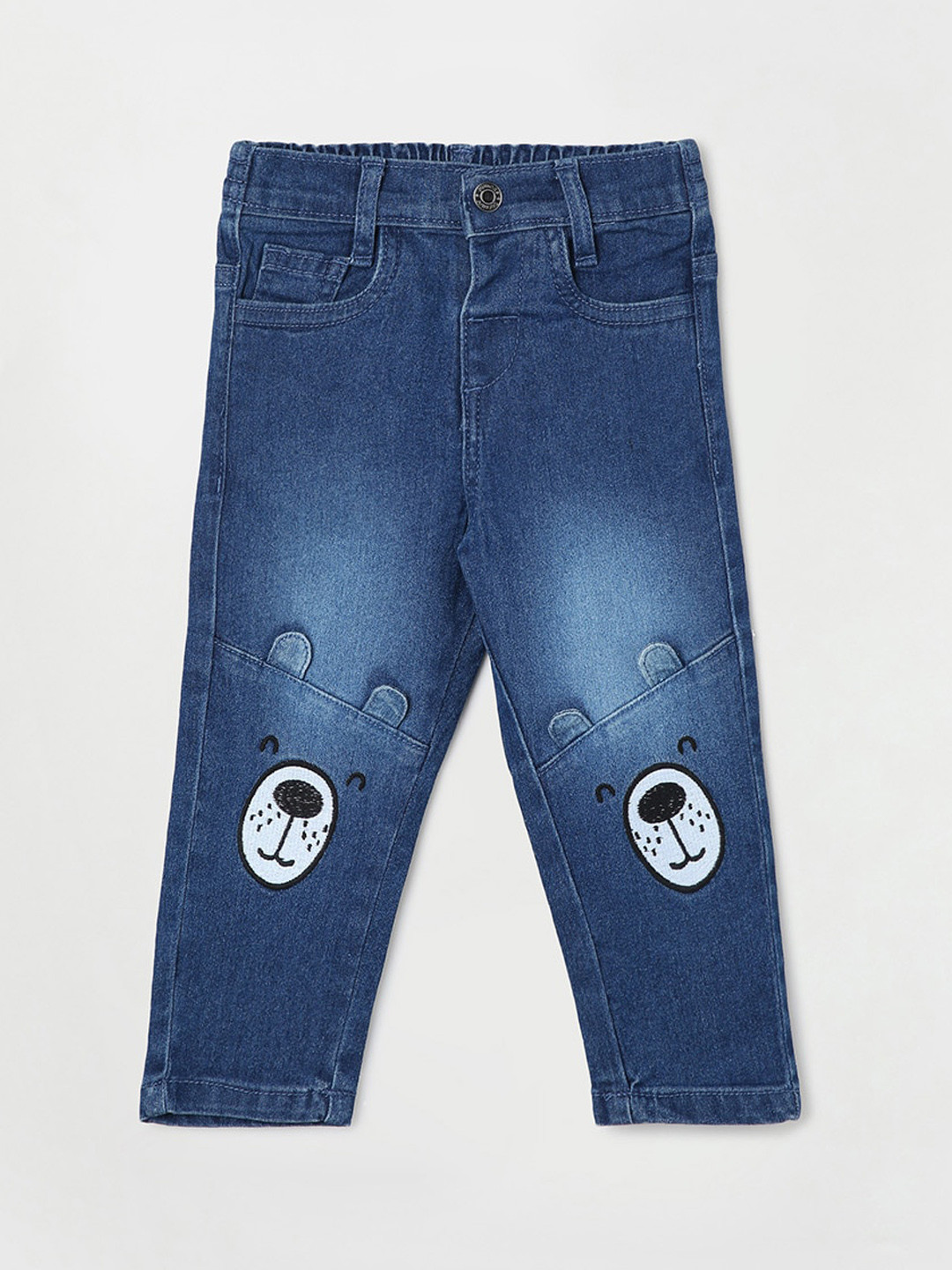

Juniors by Lifestyle Boys Clean Look Applique Detail Heavy Fade Stretchable Jeans, Blue