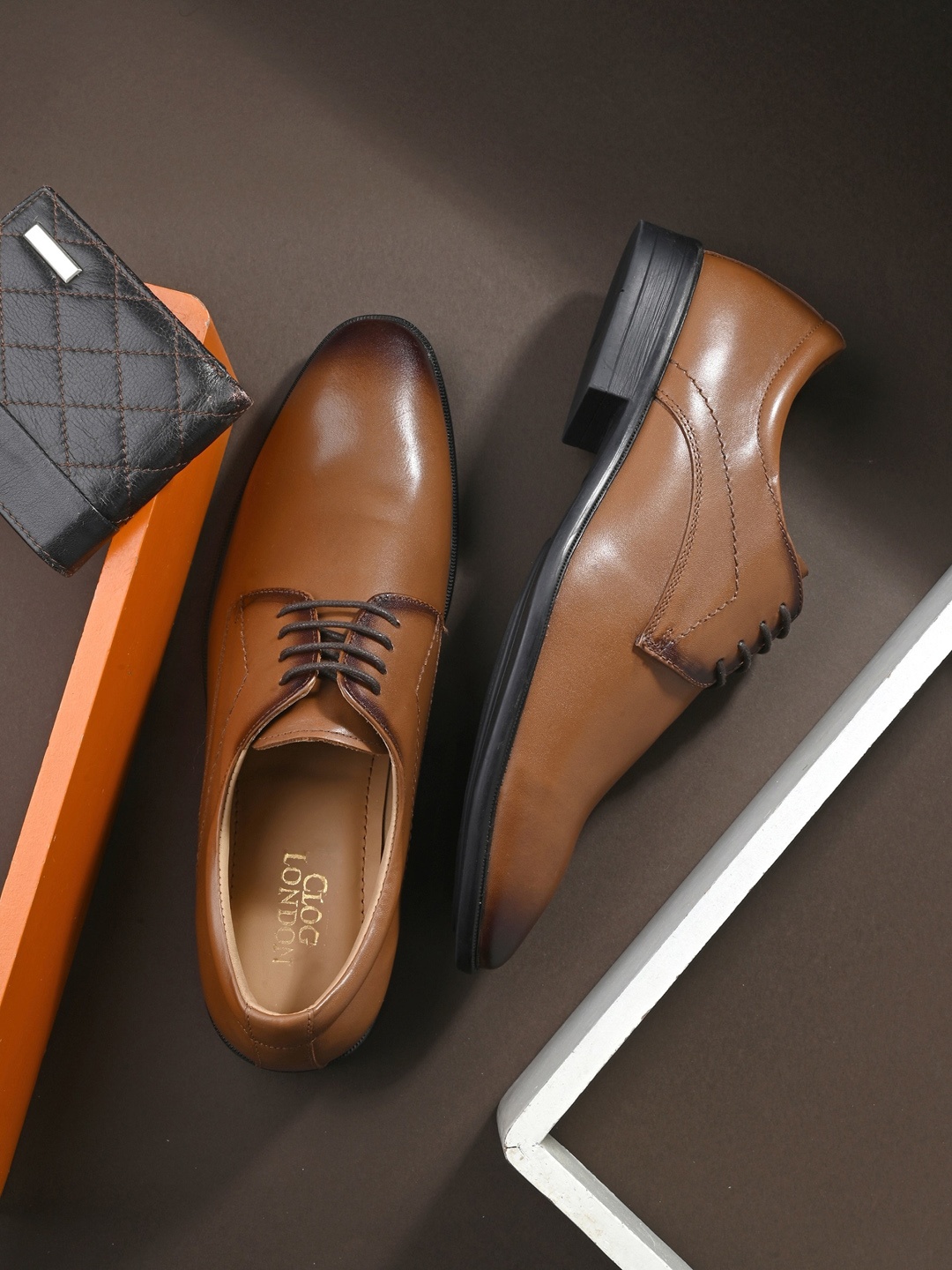 

CLOG LONDON Men Leather Formal Derbys, Brown