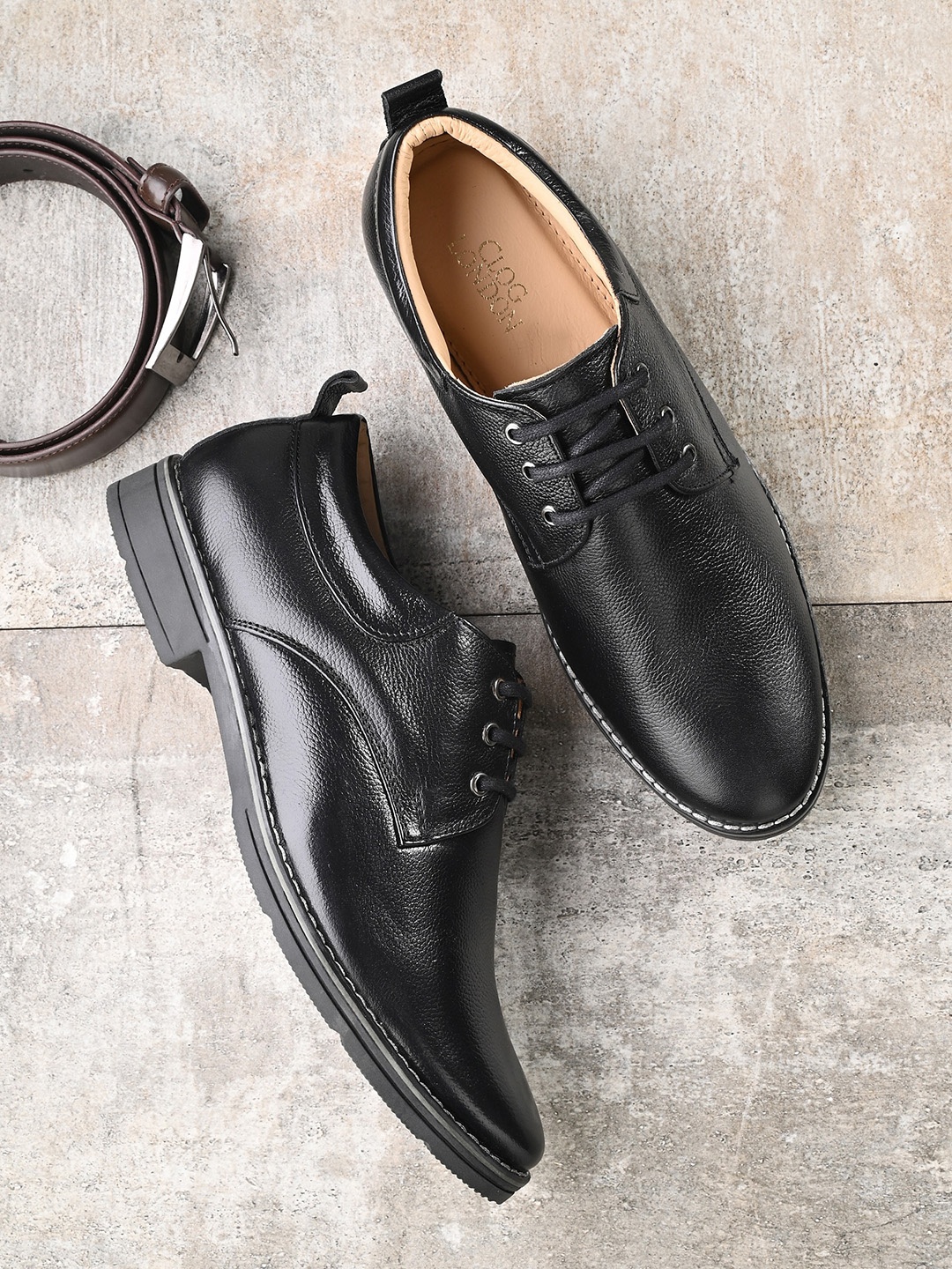 

CLOG LONDON Men Leather Formal Derbys, Black