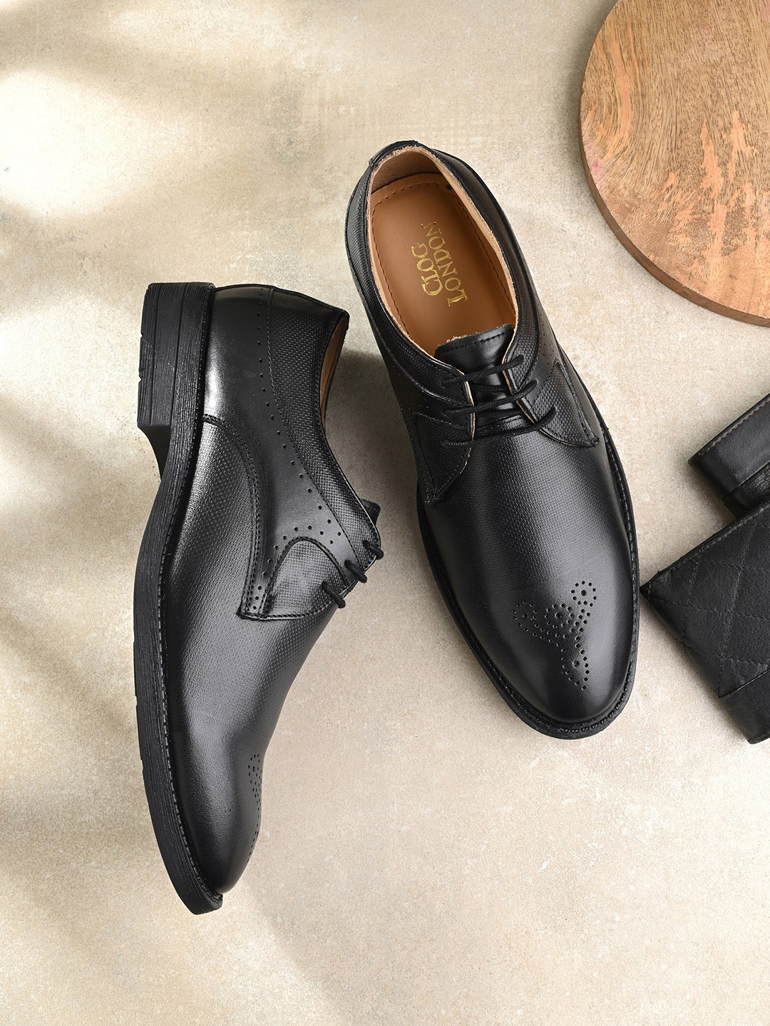 

CLOG LONDON Men Leather Formal Derbys, Black