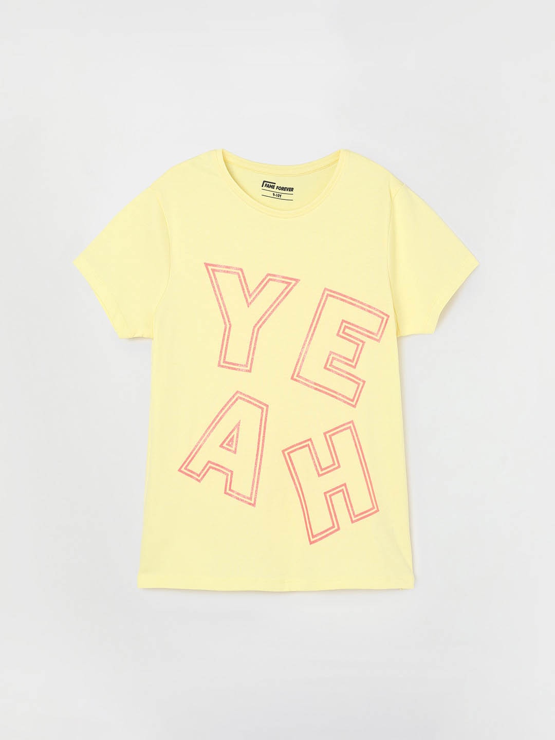 

Fame Forever by Lifestyle Girls Typography Printed Cotton T-shirt, Yellow