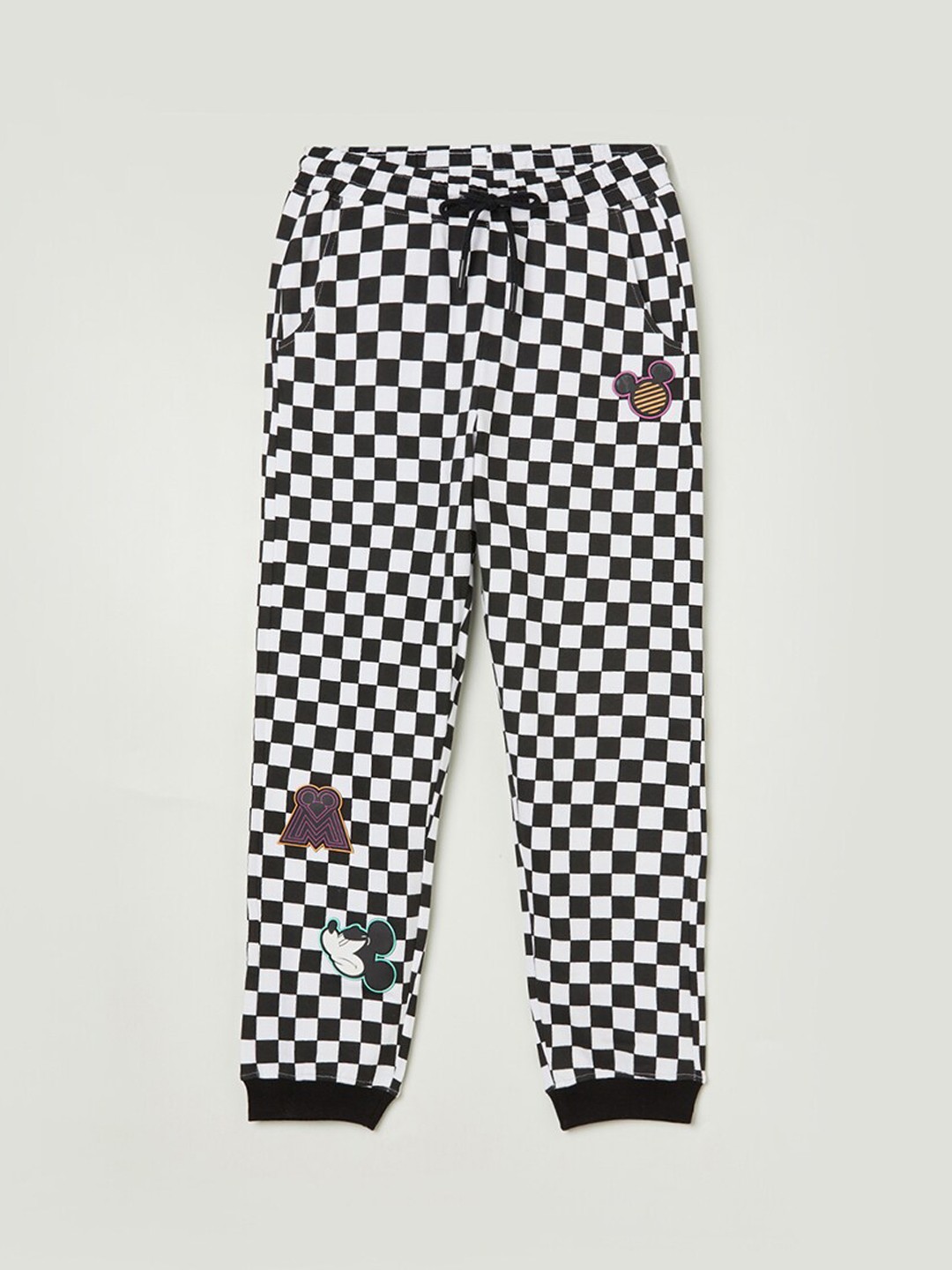 

Fame Forever by Lifestyle Girls Checked Cotton Mid-Rise Joggers, Black