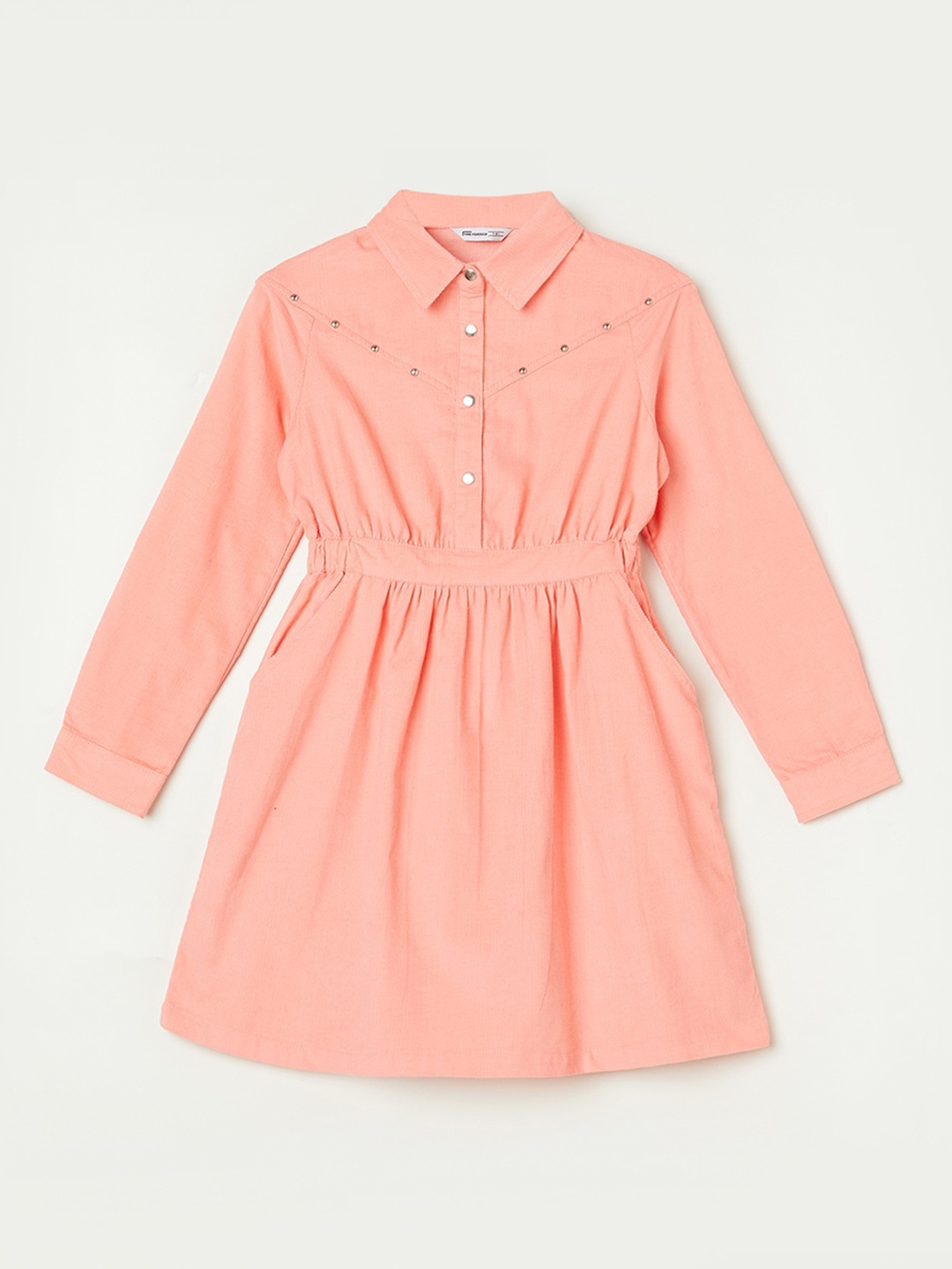 

Fame Forever by Lifestyle Girls Peach Coloured Pure Cotton Shirt Style Dress