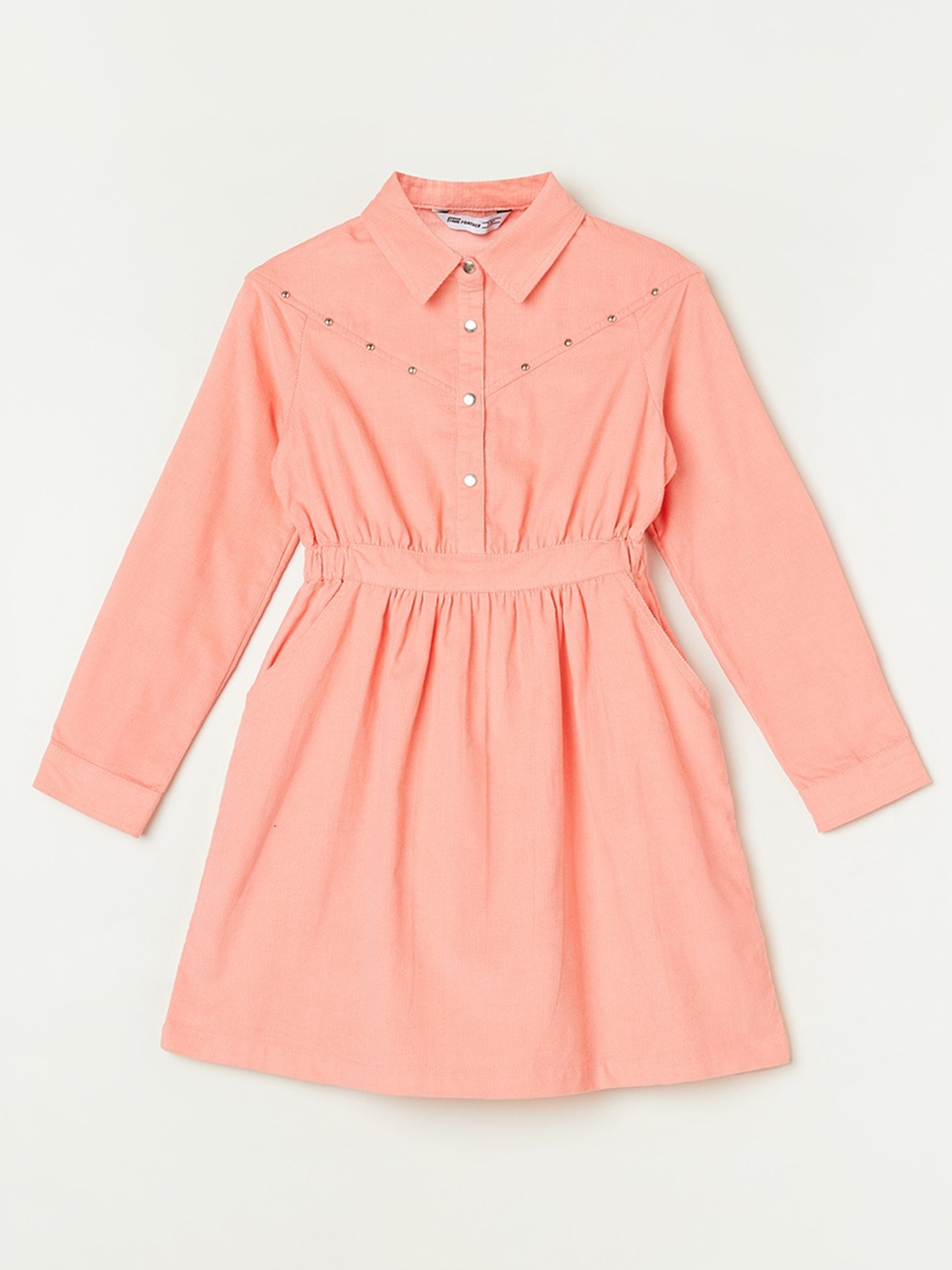 

Fame Forever by Lifestyle Girls Peach Coloured Pure Cotton Shirt Style Dress