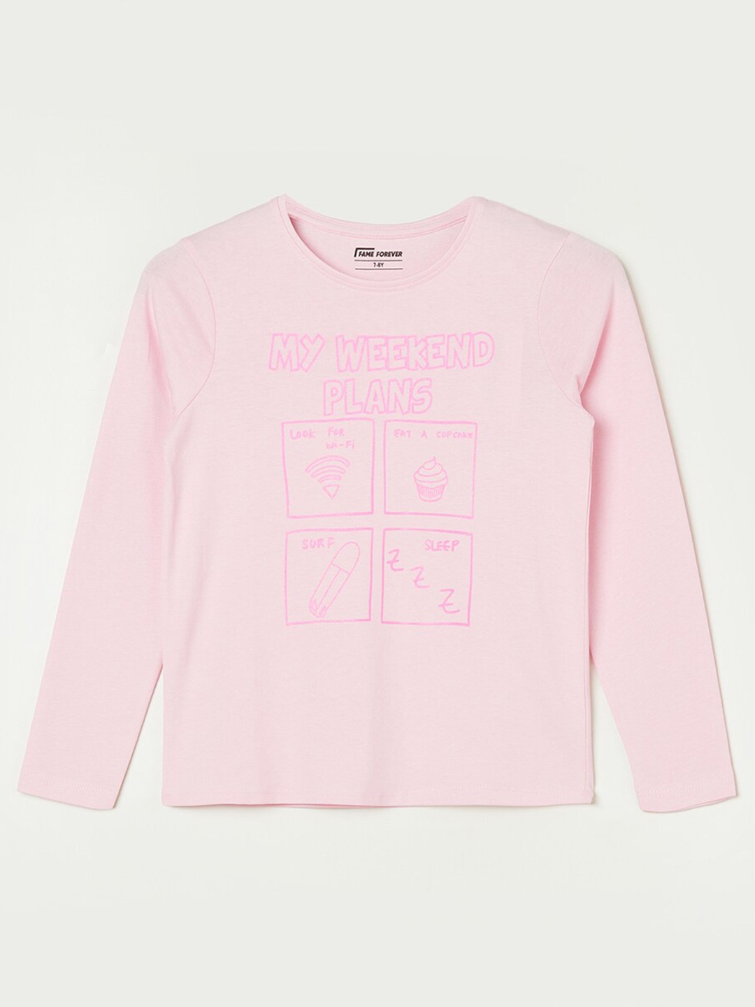 

Fame Forever by Lifestyle Girls Typography Printed Pure Cotton T-shirt, Pink