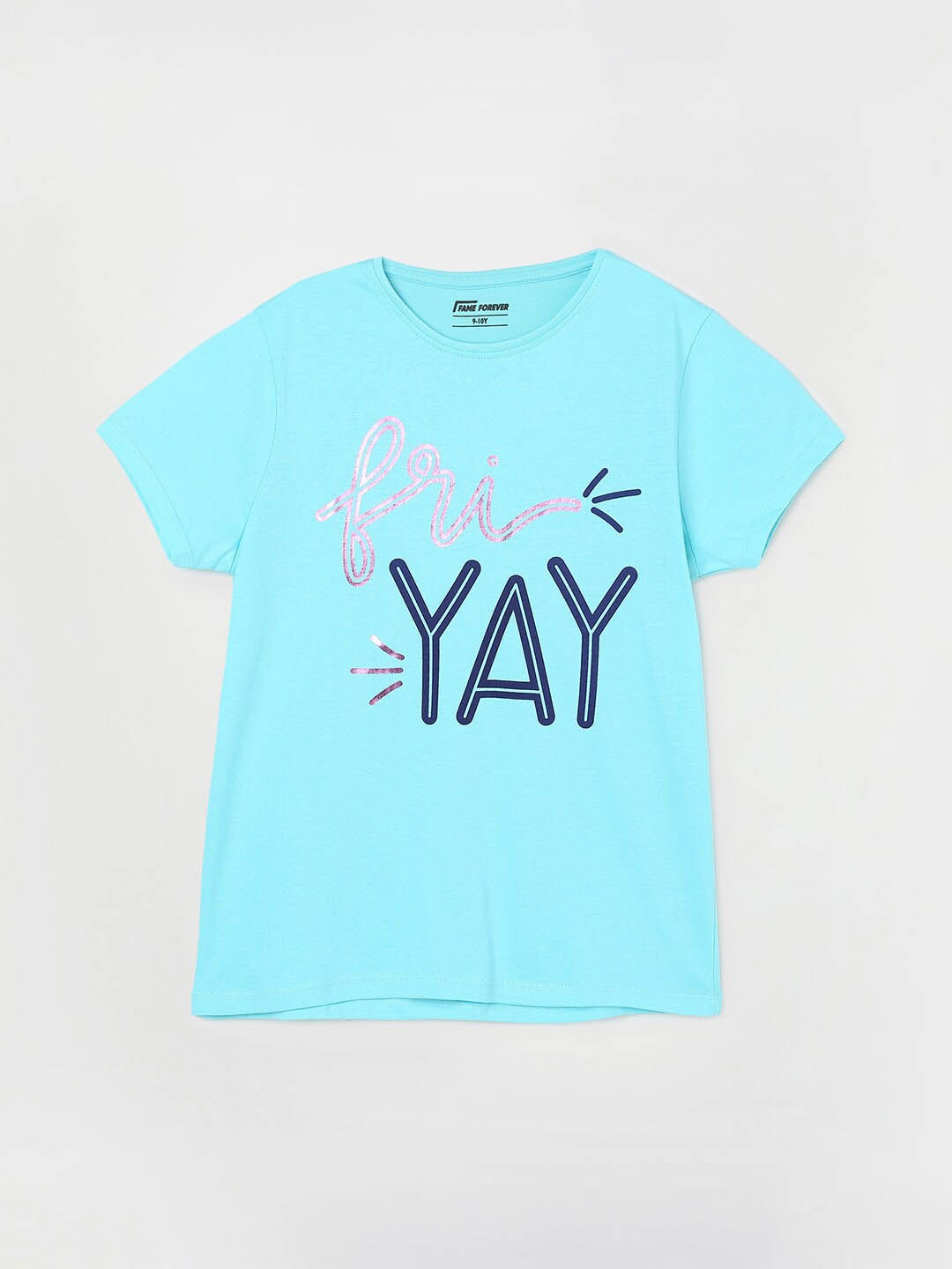 

Fame Forever by Lifestyle Girls Typography Printed Cotton T-shirt, Blue