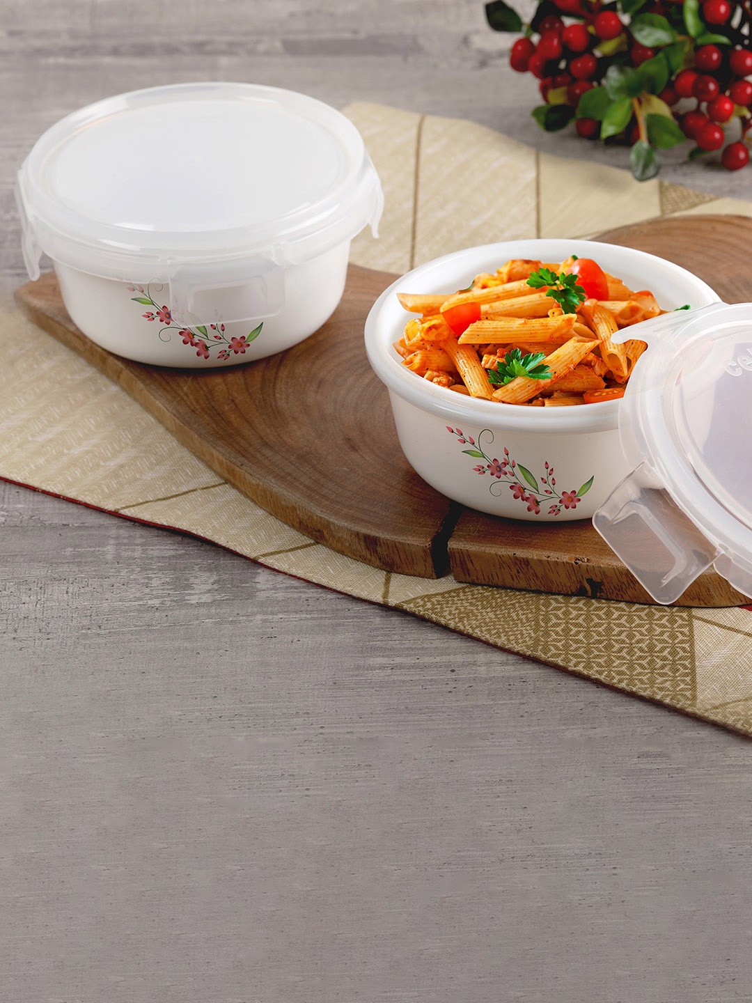 

Cello Imperial 2 Pcs White Microwave Safe Opalware Storage Containers With Lid-400ml each
