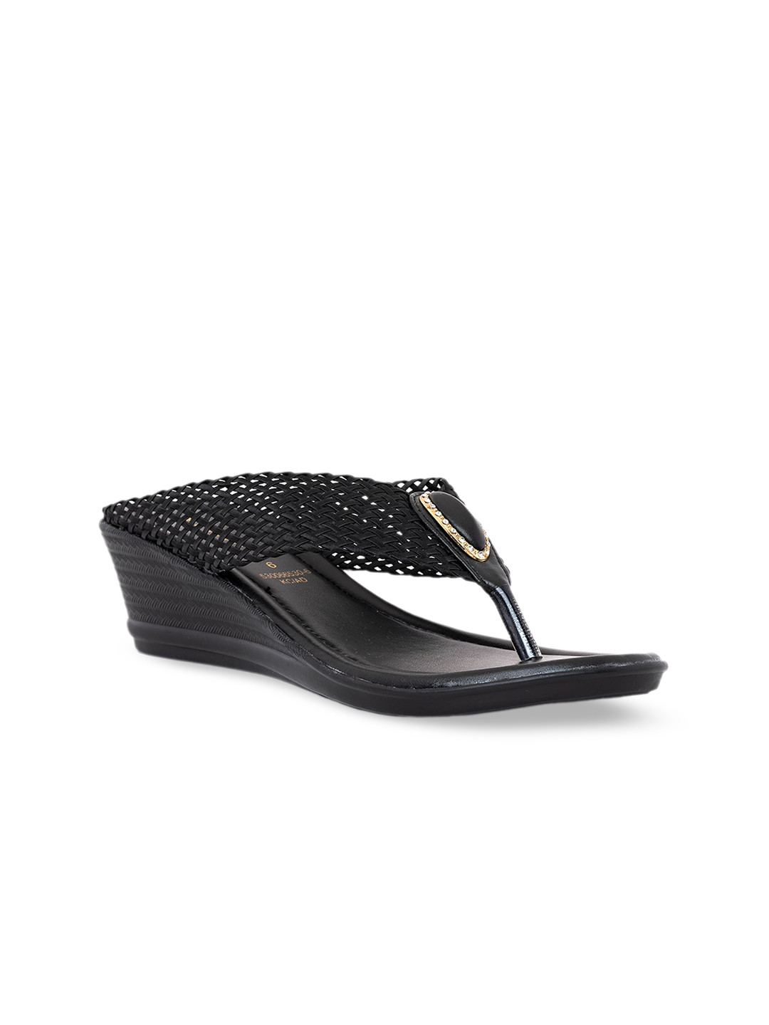 

Khadims Open Toe Embellished Wedge Heels, Black