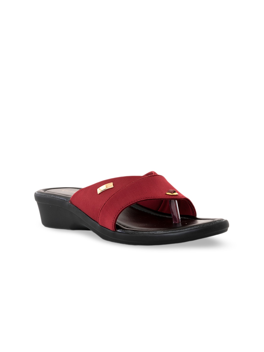 

Khadims Open Toe Wedge Heels, Maroon