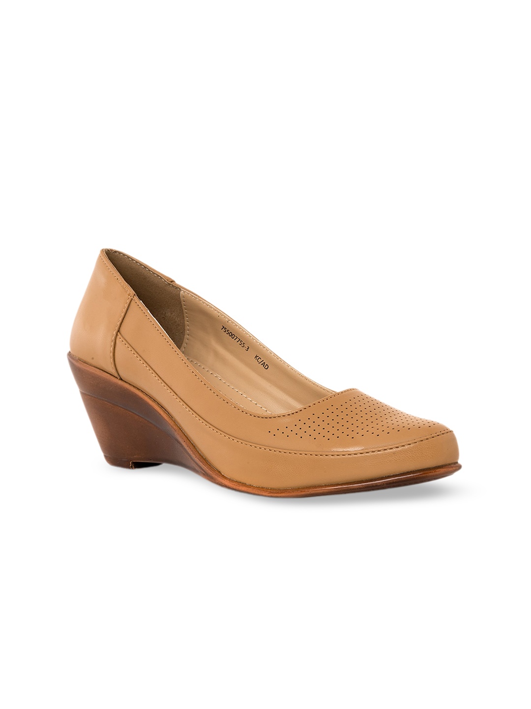 

Khadims Perforation Pumps Wedges Heels, Tan