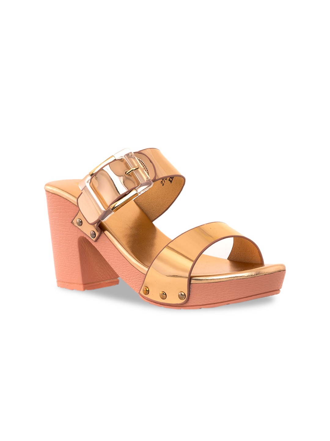 

Khadims Open Toe Block Heels with Buckles, Rose