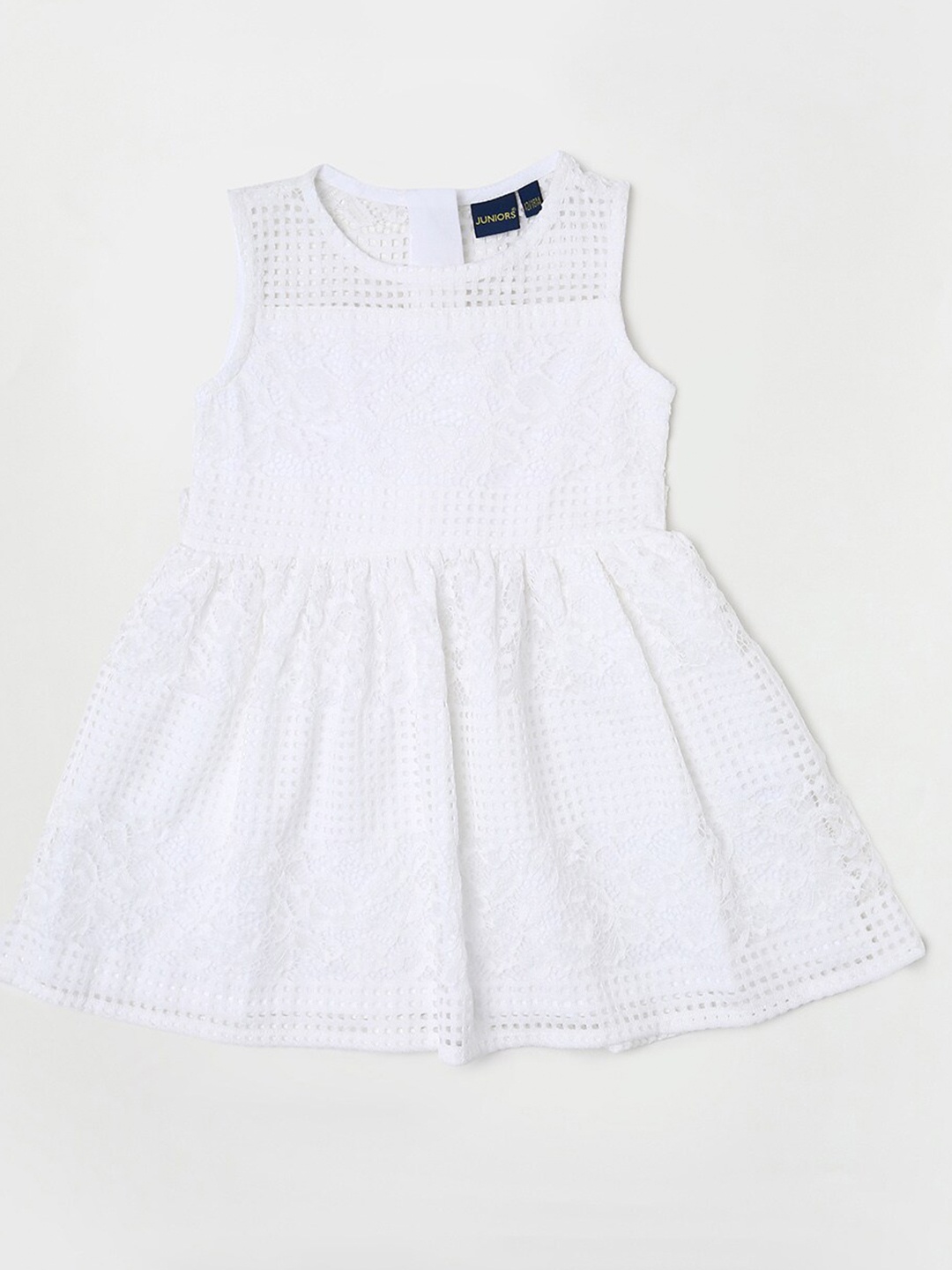 

Juniors by Lifestyle Girls Self Design Cotton Fit & Flare Dress, White