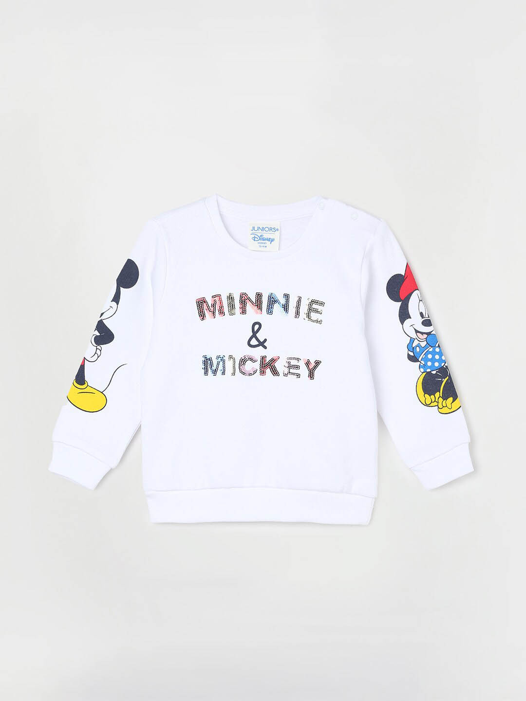 

Juniors by Lifestyle Girls Minnie & Mickey Mouse Printed Cotton Sweatshirt, White