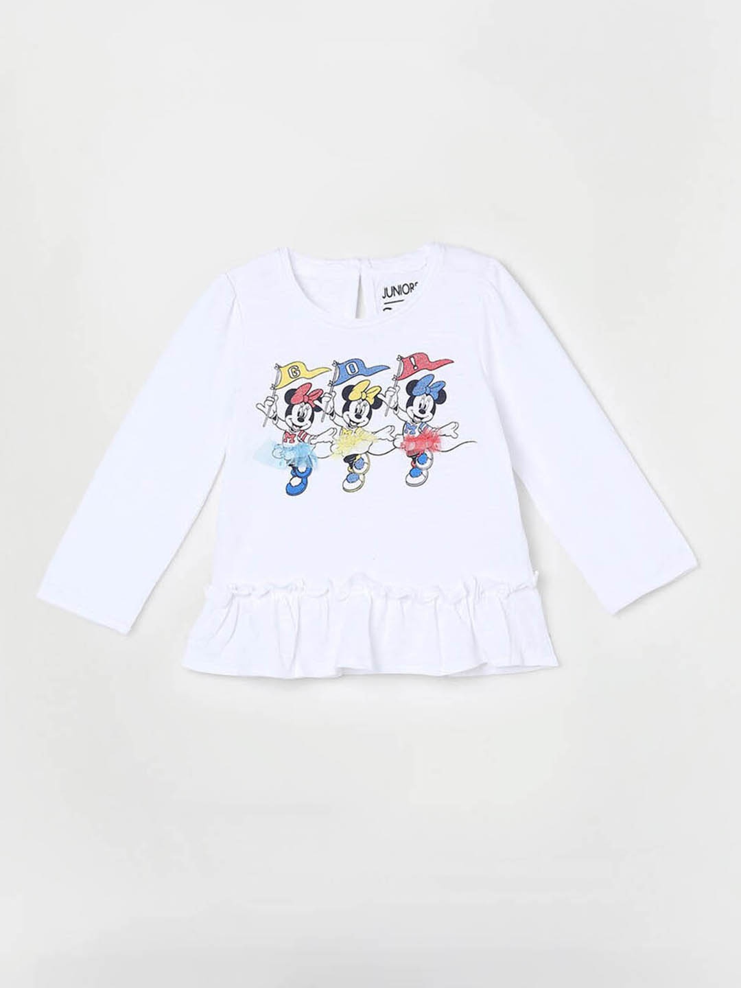 

Juniors by Lifestyle Girls Mickey Mouse Printed Cotton T-shirt, White