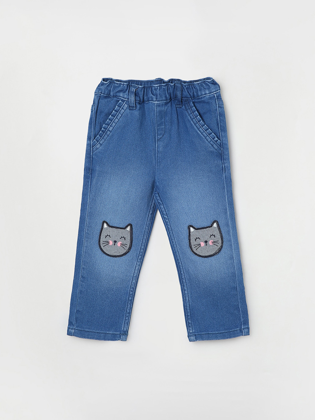 

Juniors by Lifestyle Girls Clean Look Applique Detail Light Fade Cotton Jeans, Blue