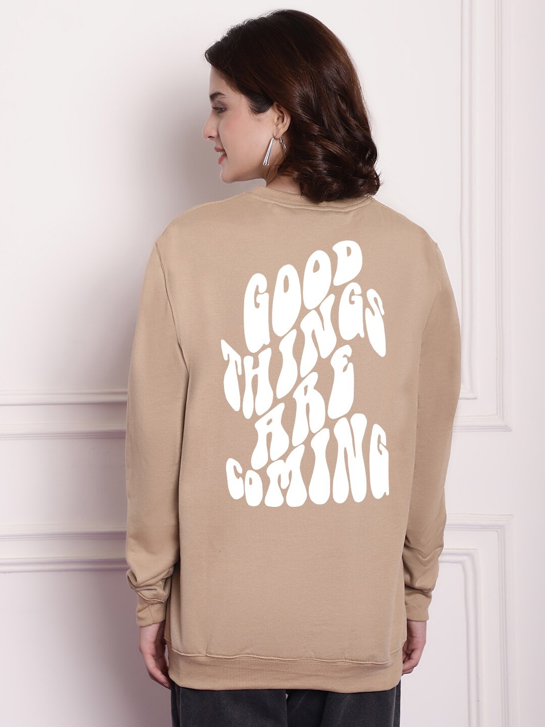 

Imsa Moda Typography Printed Sweatshirt, Beige
