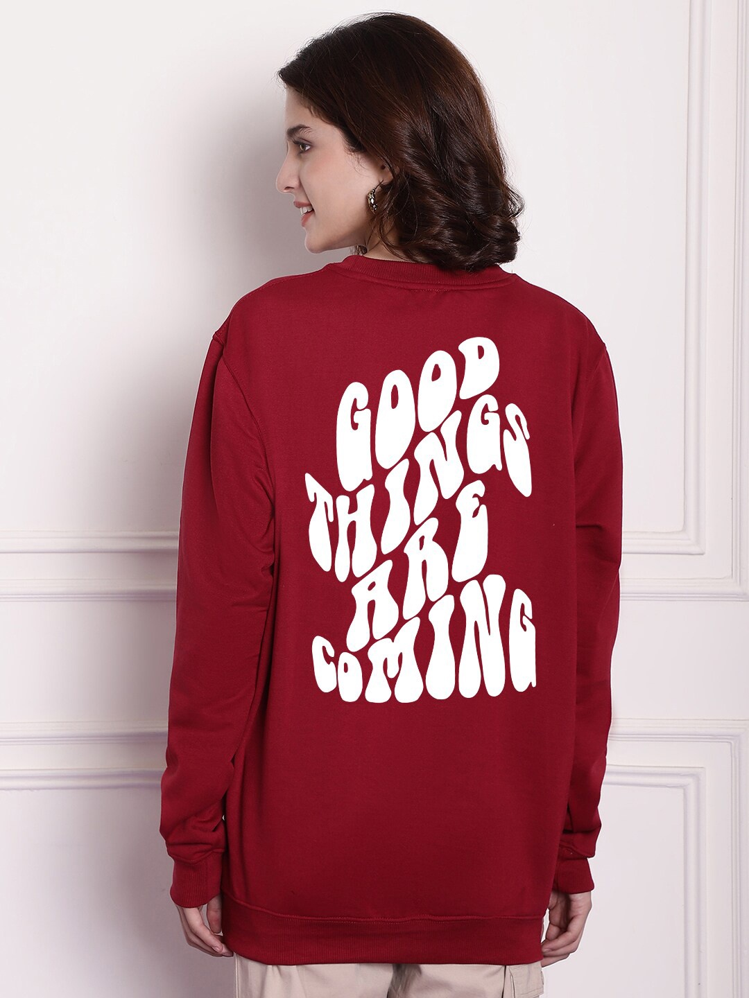

Imsa Moda Typography Printed Sweatshirt, Maroon