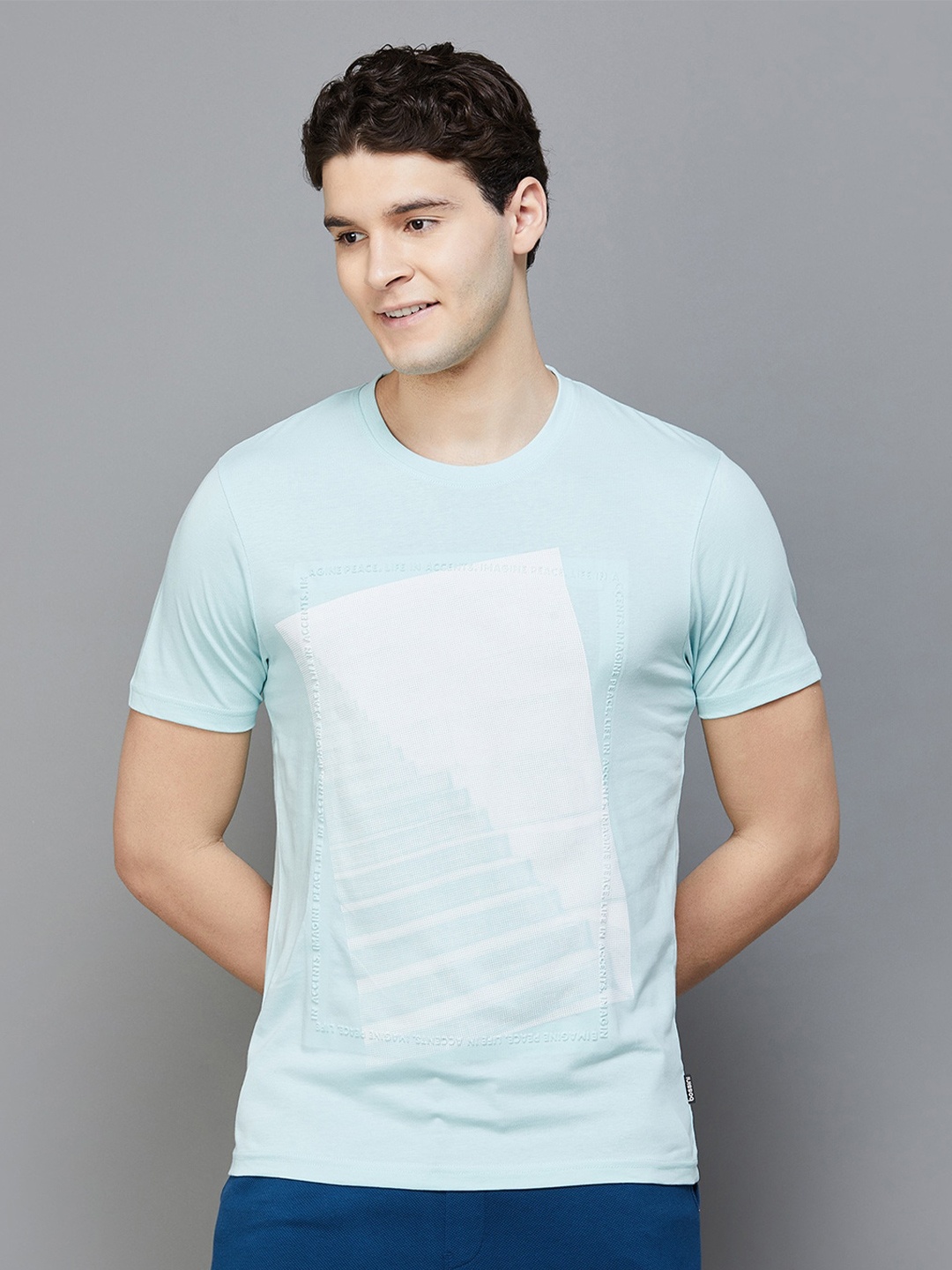 

Bossini Abstract Printed Cotton T-shirt, Blue