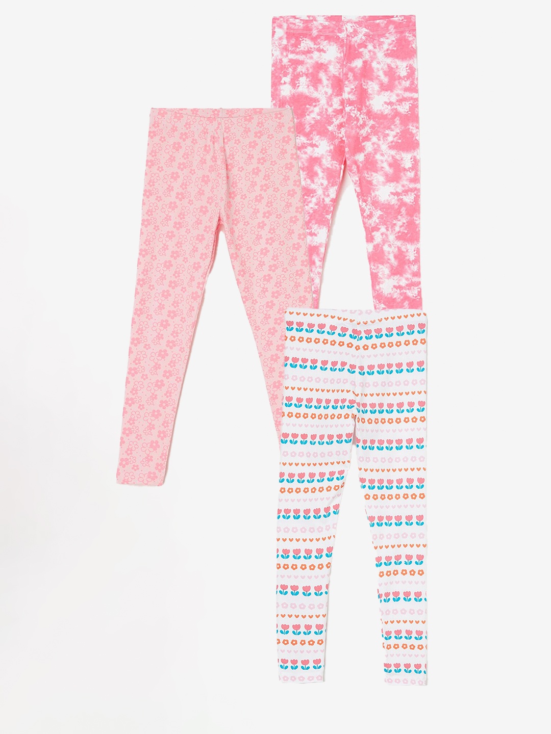 

Fame Forever by Lifestyle Girls Pack Of 3 Printed Ankle Length Leggings, White