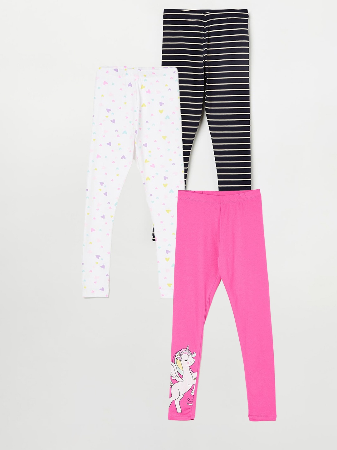 

Fame Forever by Lifestyle Girls Pack Of 3 Printed Ankle Length Leggings, Pink