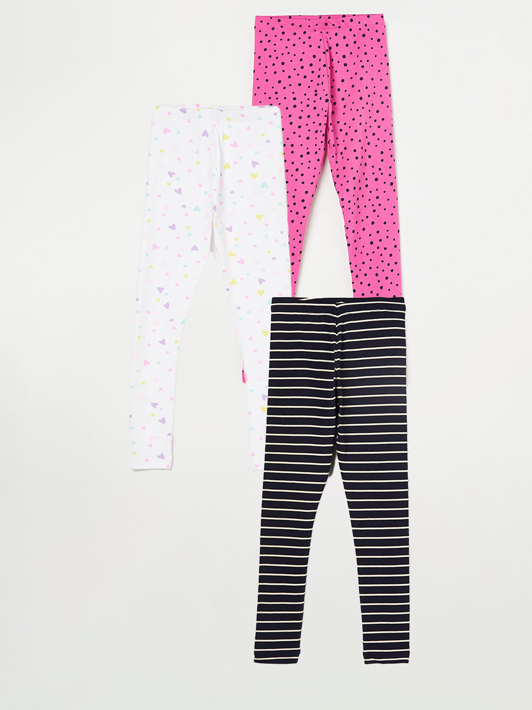 

Fame Forever by Lifestyle Girls Pack Of 3 Printed Pure Cotton Ankle Length Leggings, Pink