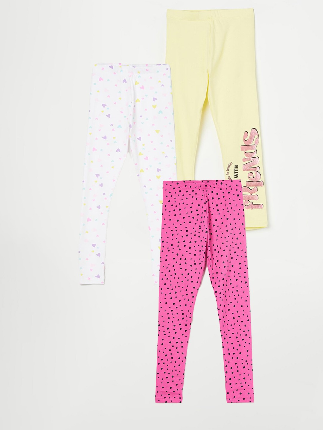 

Fame Forever by Lifestyle Girls Pack Of 3 Printed Ankle Length Leggings, Pink