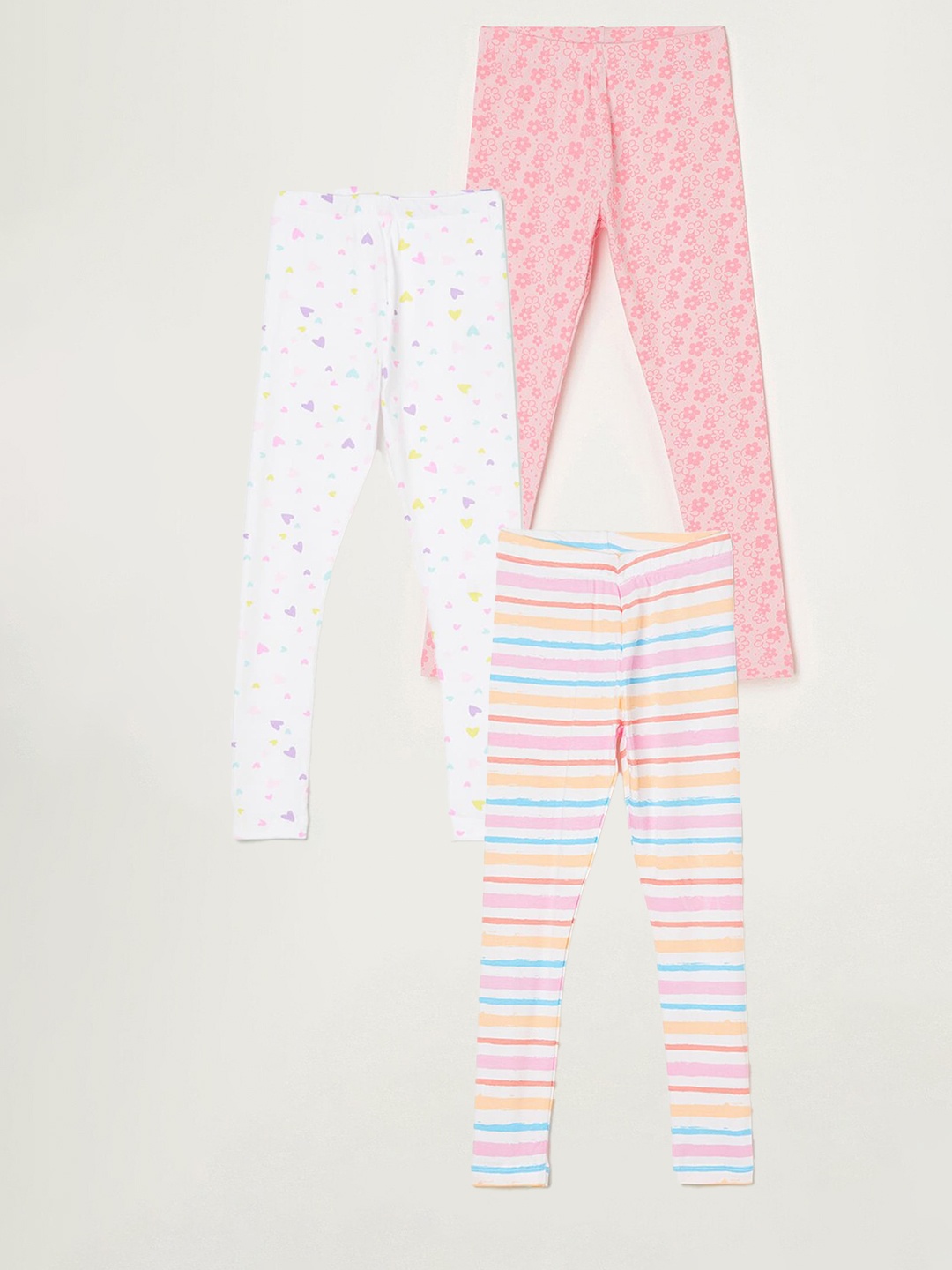 

Fame Forever by Lifestyle Girls Pack Of 3 Printed Pure Cotton Ankle Length Leggings, White