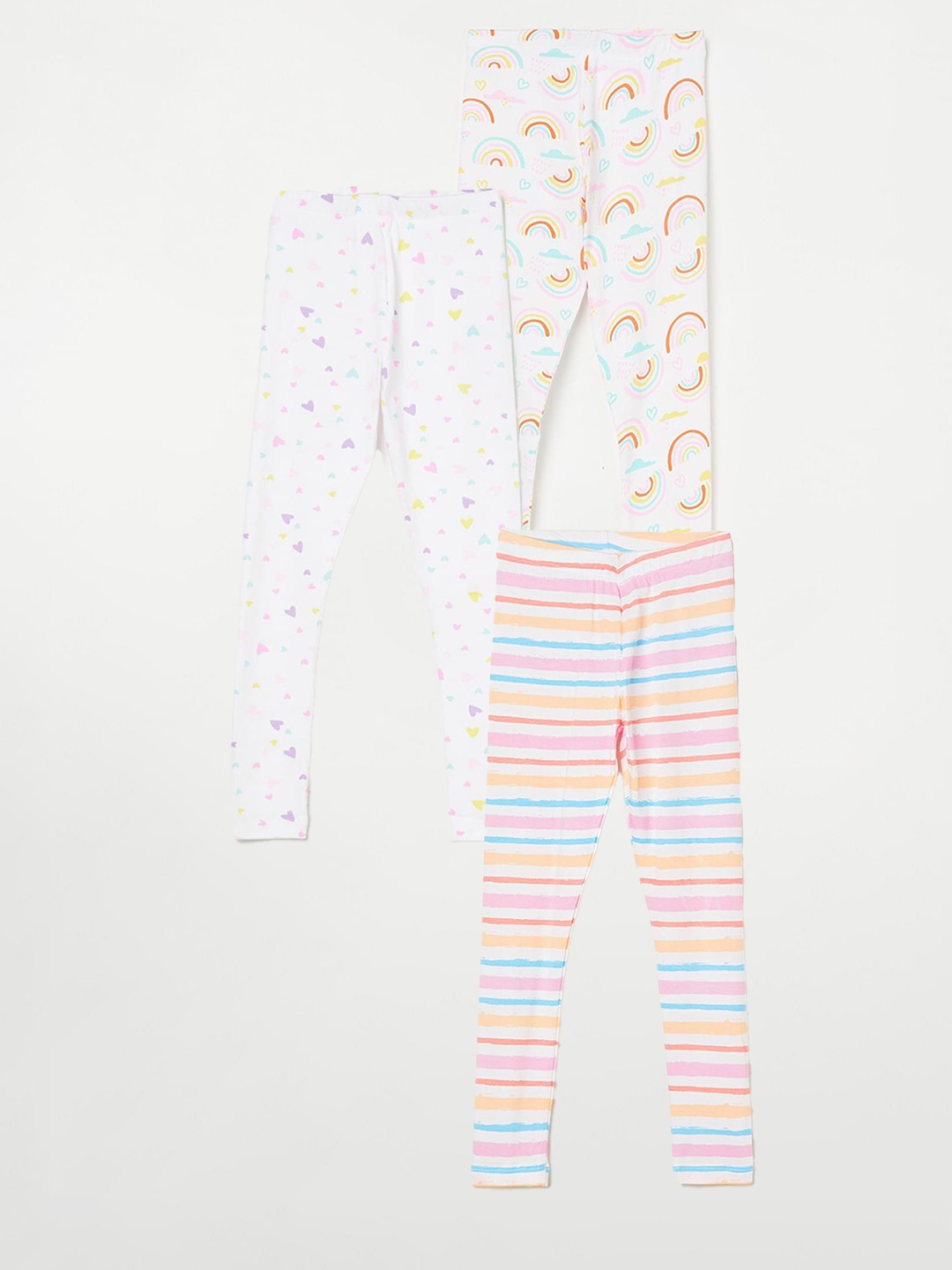 

Fame Forever by Lifestyle Girls Pack Of 3 Printed Ankle Length Leggings, White