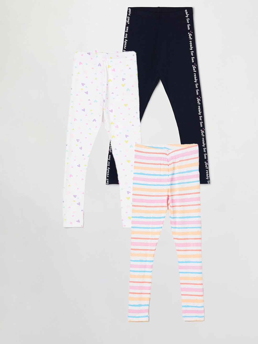 

Fame Forever by Lifestyle Girls Pack Of 3 Printed Ankle Length Leggings, White