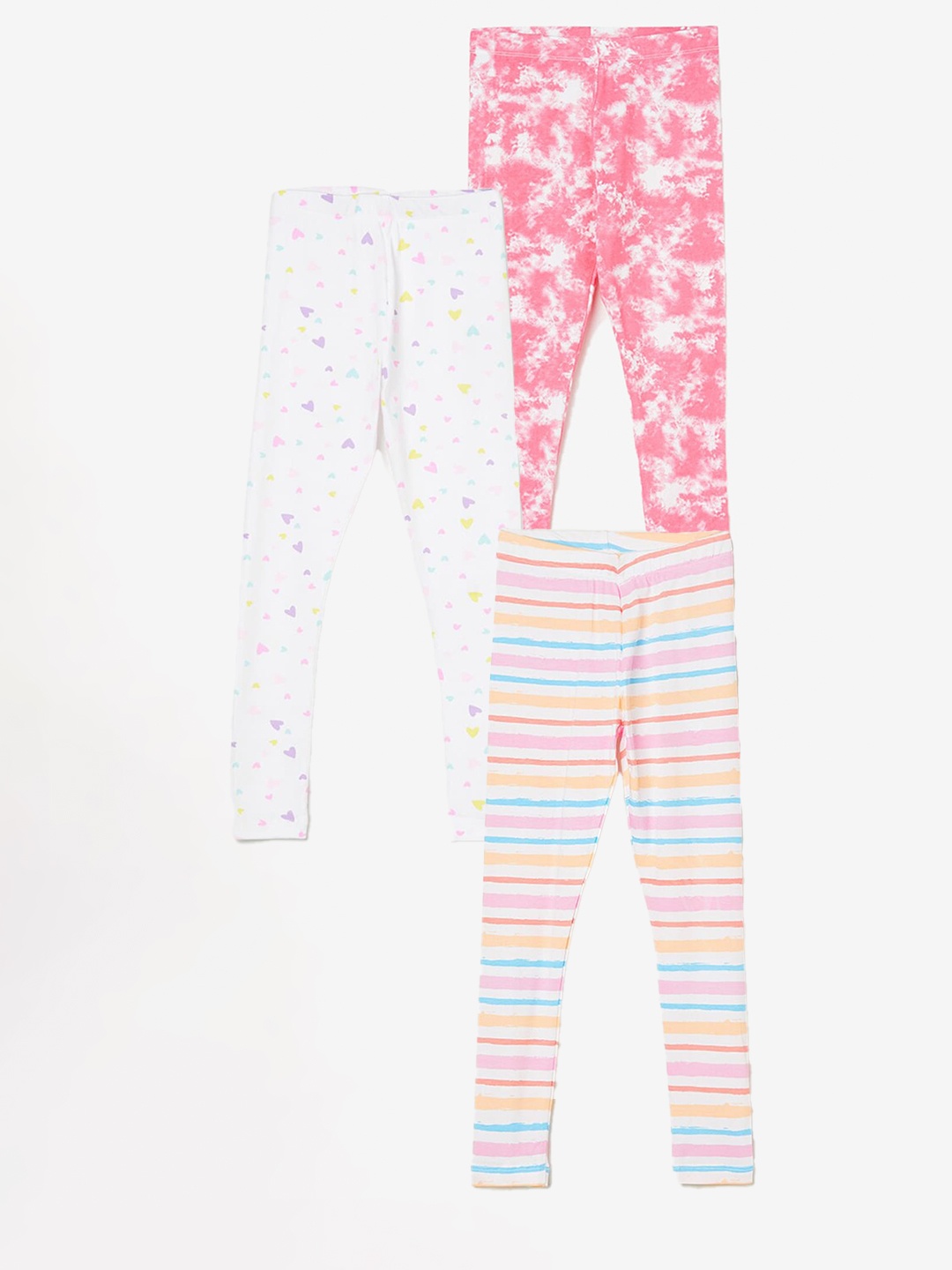 

Fame Forever by Lifestyle Girls Pack Of 3 Printed Cotton Leggings, White