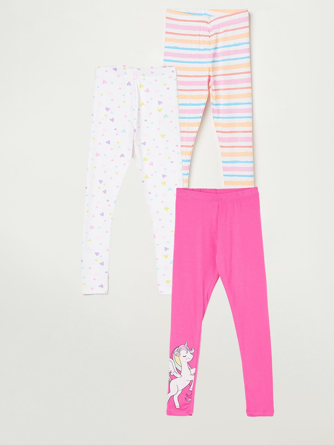 

Fame Forever by Lifestyle Girls Pack Of 3 Printed Ankle Length Leggings, Pink
