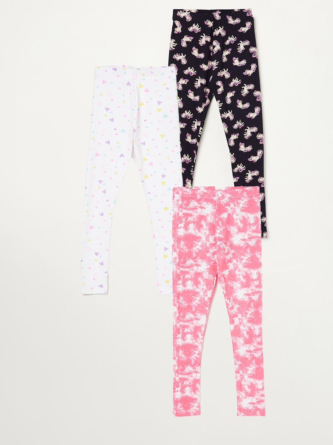 

Fame Forever by Lifestyle Girls Pack Of 3 Printed Cotton Leggings, White