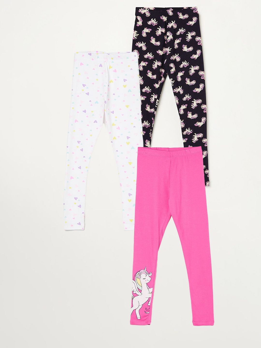 

Fame Forever by Lifestyle Girls Pack Of 3 Printed Cotton Leggings, Pink