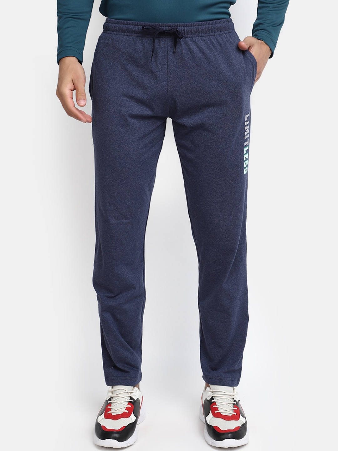 

V-Mart Men Mid Rise Track Pants, Navy blue