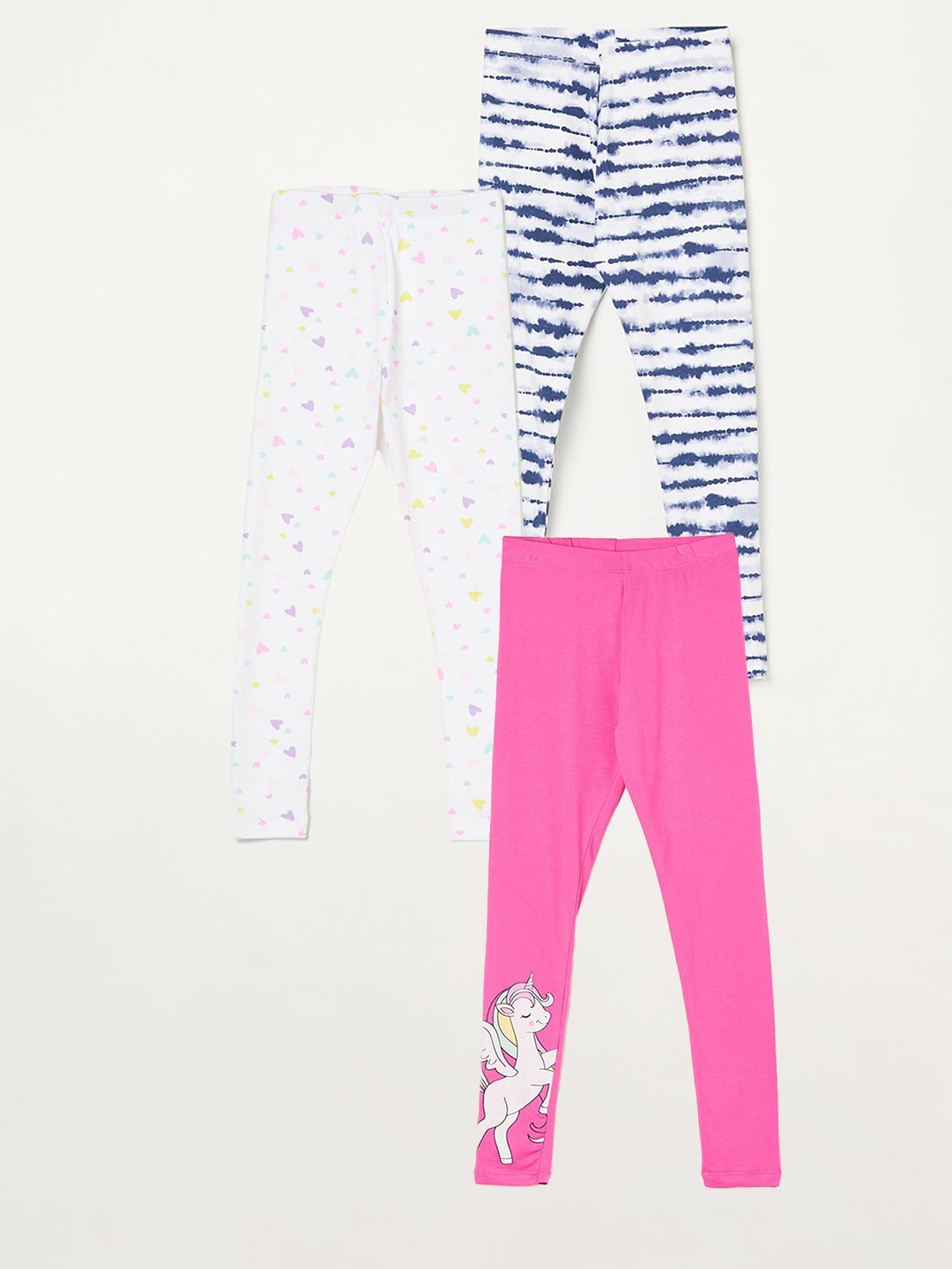 

Fame Forever by Lifestyle Girls Pack Of 3 Printed Cotton Leggings, Pink