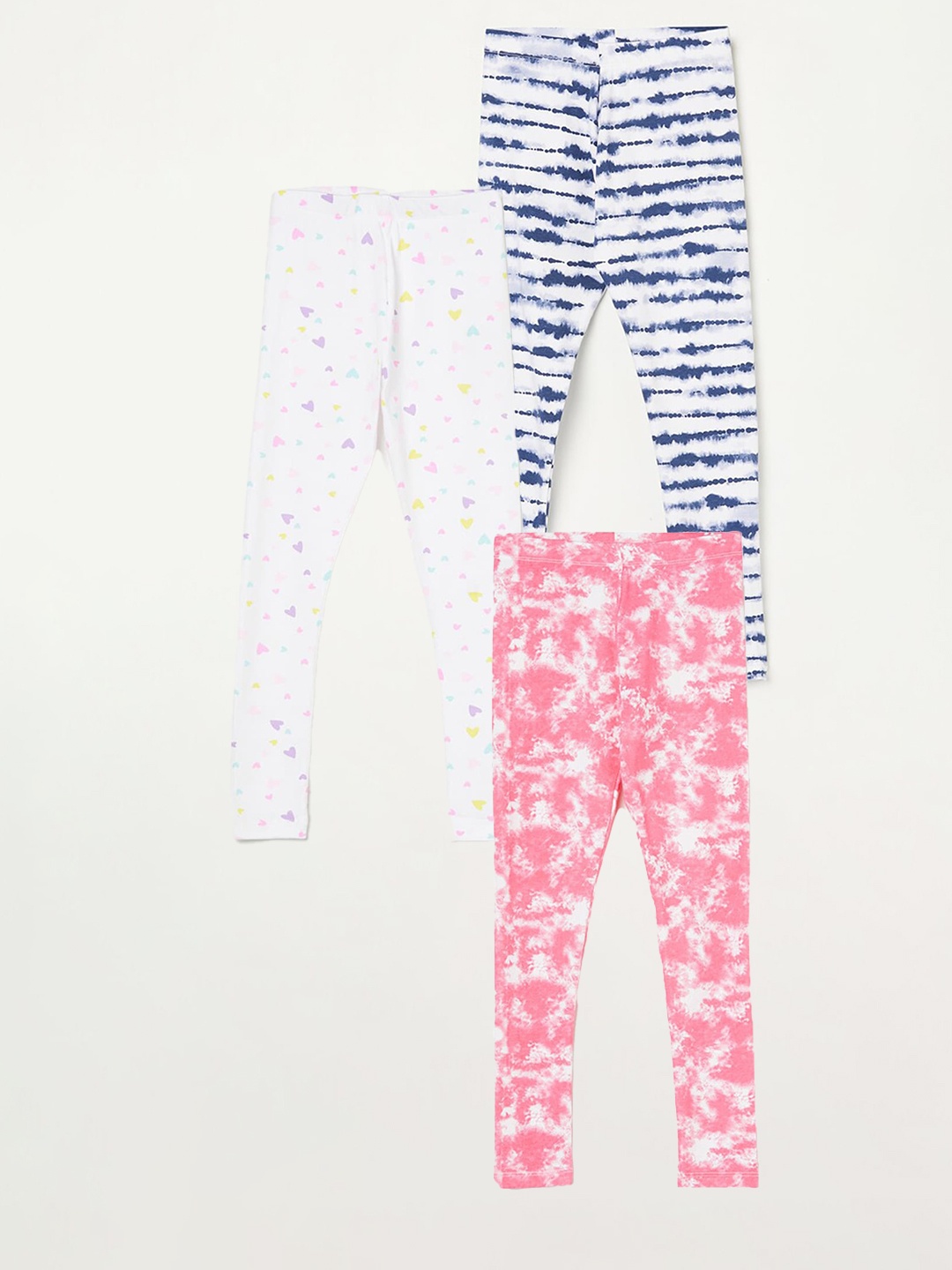 

Fame Forever by Lifestyle Girls Pack Of 3 Printed Cotton Leggings, White