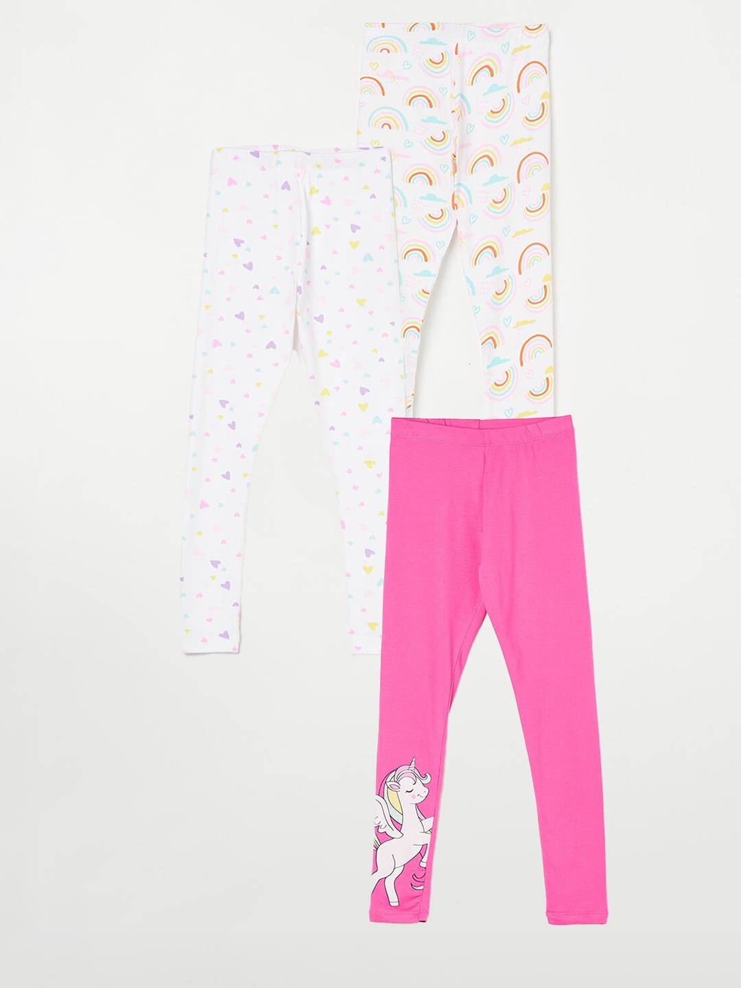 

Fame Forever by Lifestyle Girls Pack Of 3 Printed Cotton Leggings, Pink
