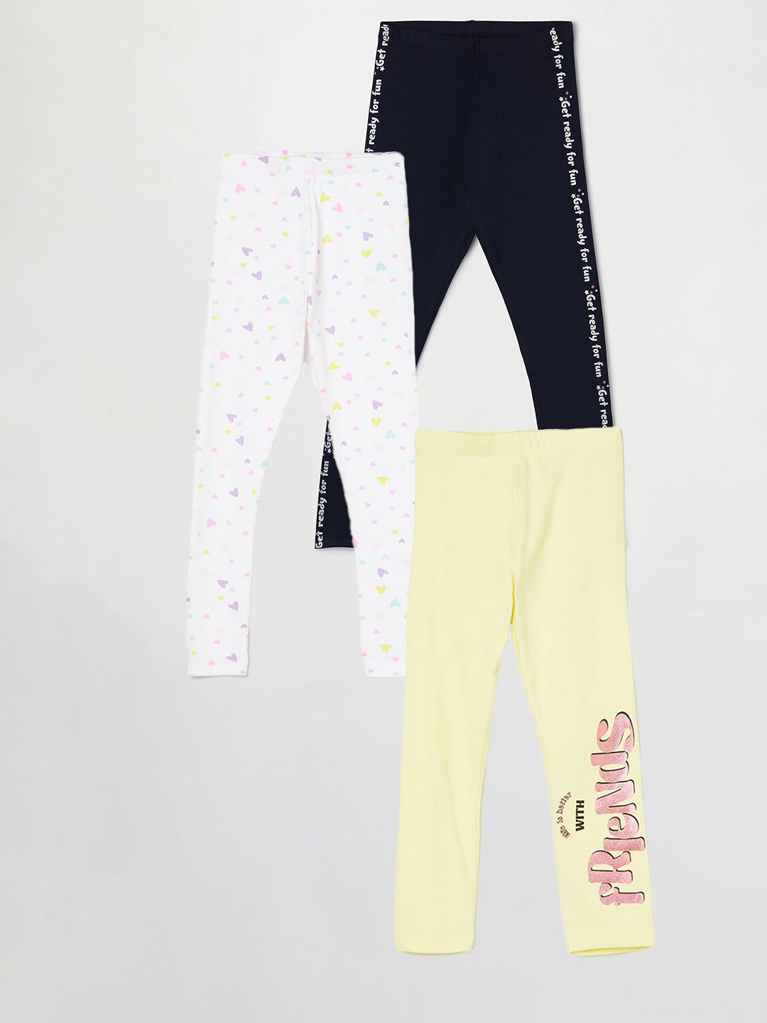 

Fame Forever by Lifestyle Girls Pack Of 3 Printed Cotton Leggings, Yellow