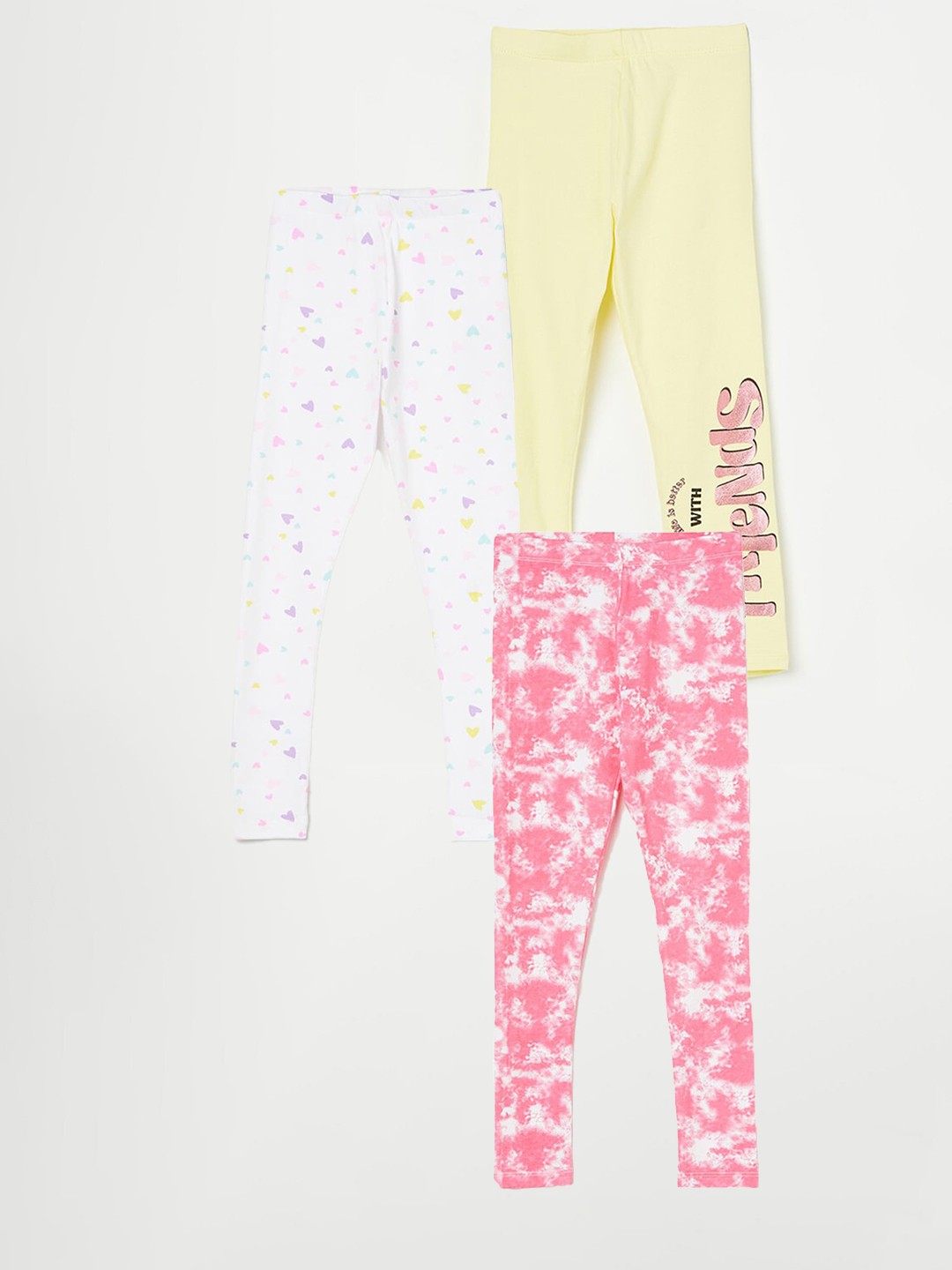 

Fame Forever by Lifestyle Girls Pack Of 3 Printed Cotton Leggings, White