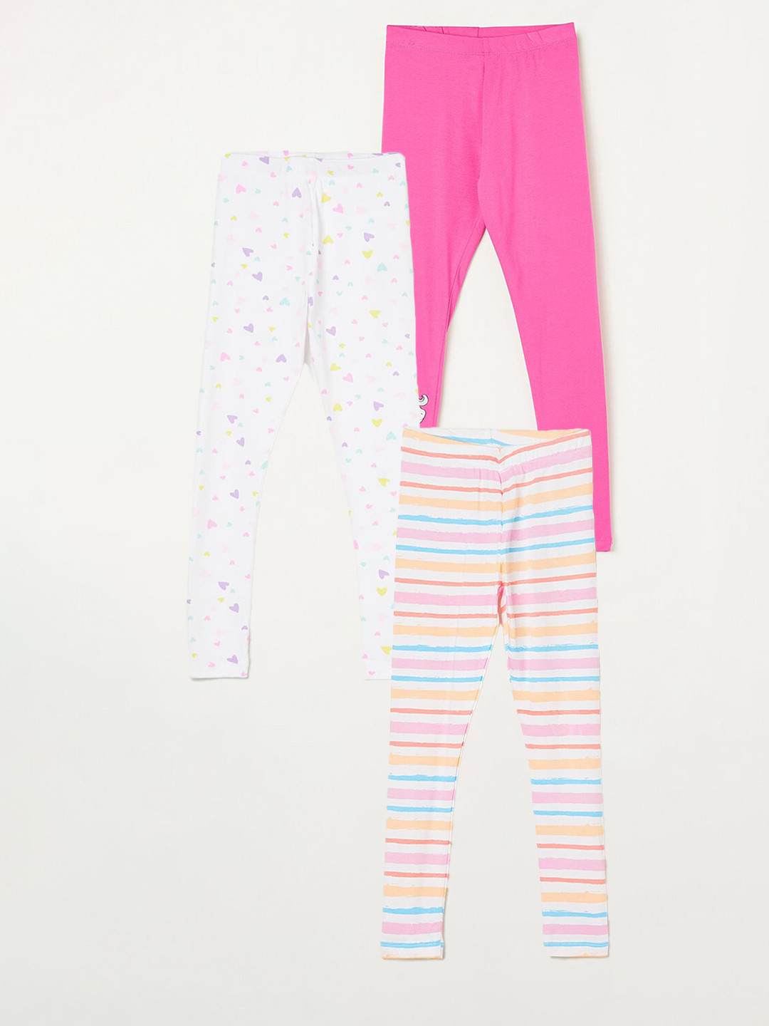 

Fame Forever by Lifestyle Girls Pack Of 3 Printed Cotton Leggings, White