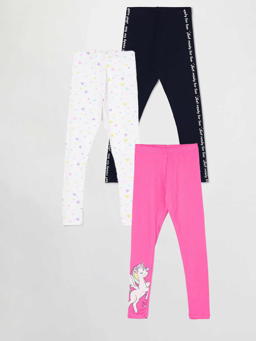 

Fame Forever by Lifestyle Girls Pack Of 3 Printed Cotton Leggings, Pink