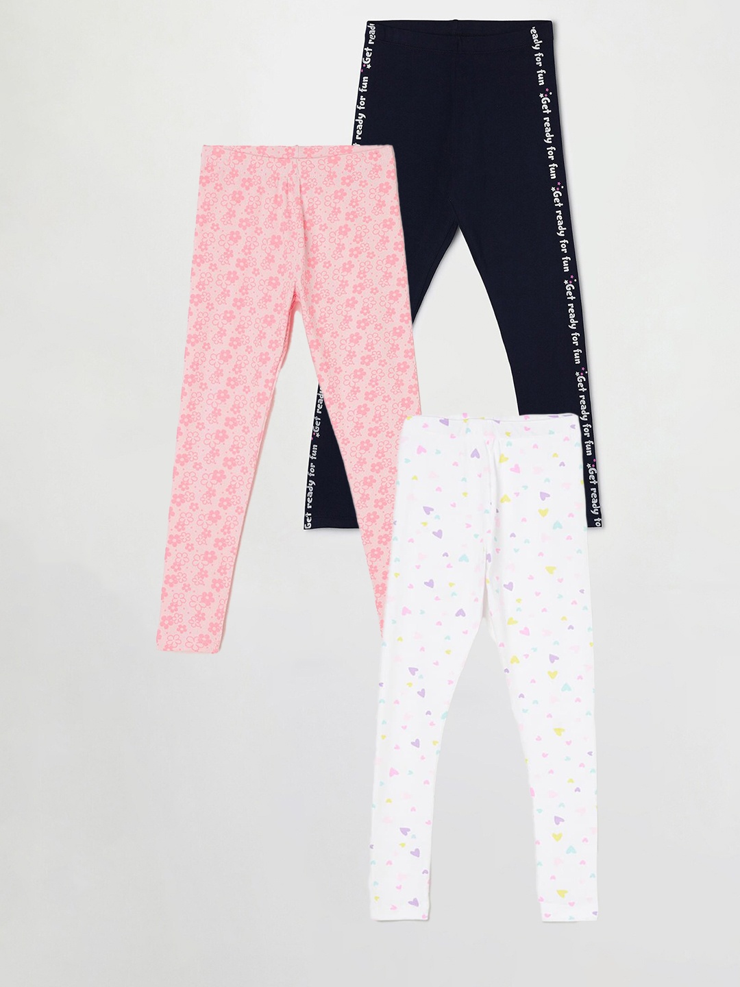 

Fame Forever by Lifestyle Girls Pack Of 3 Printed Cotton Leggings, White