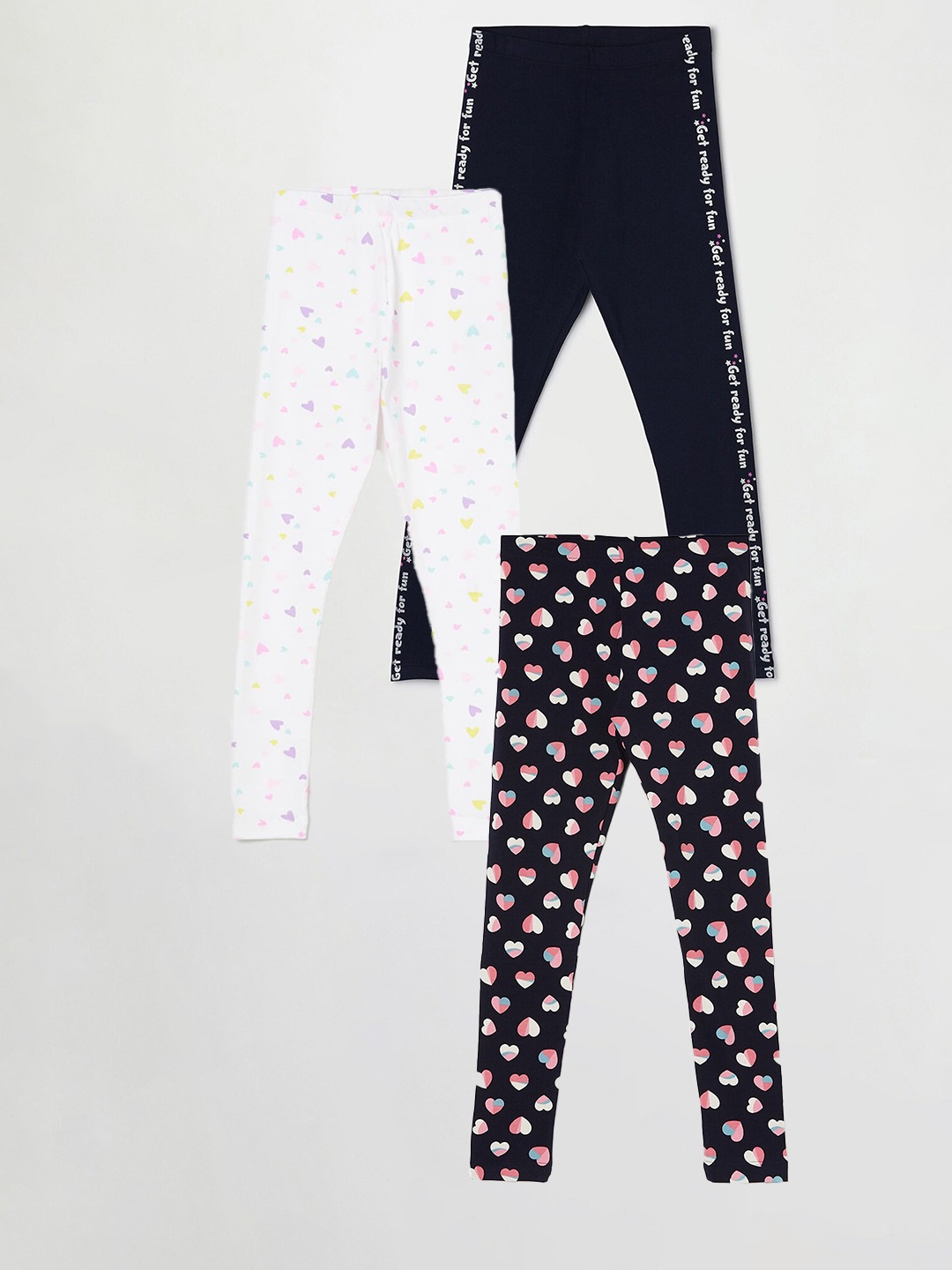 

Fame Forever by Lifestyle Girls Pack Of 3 Printed Cotton Leggings, Blue