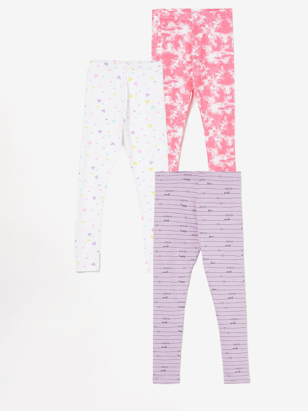 

Fame Forever by Lifestyle Girls Pack Of 3 Printed Cotton Leggings, Purple