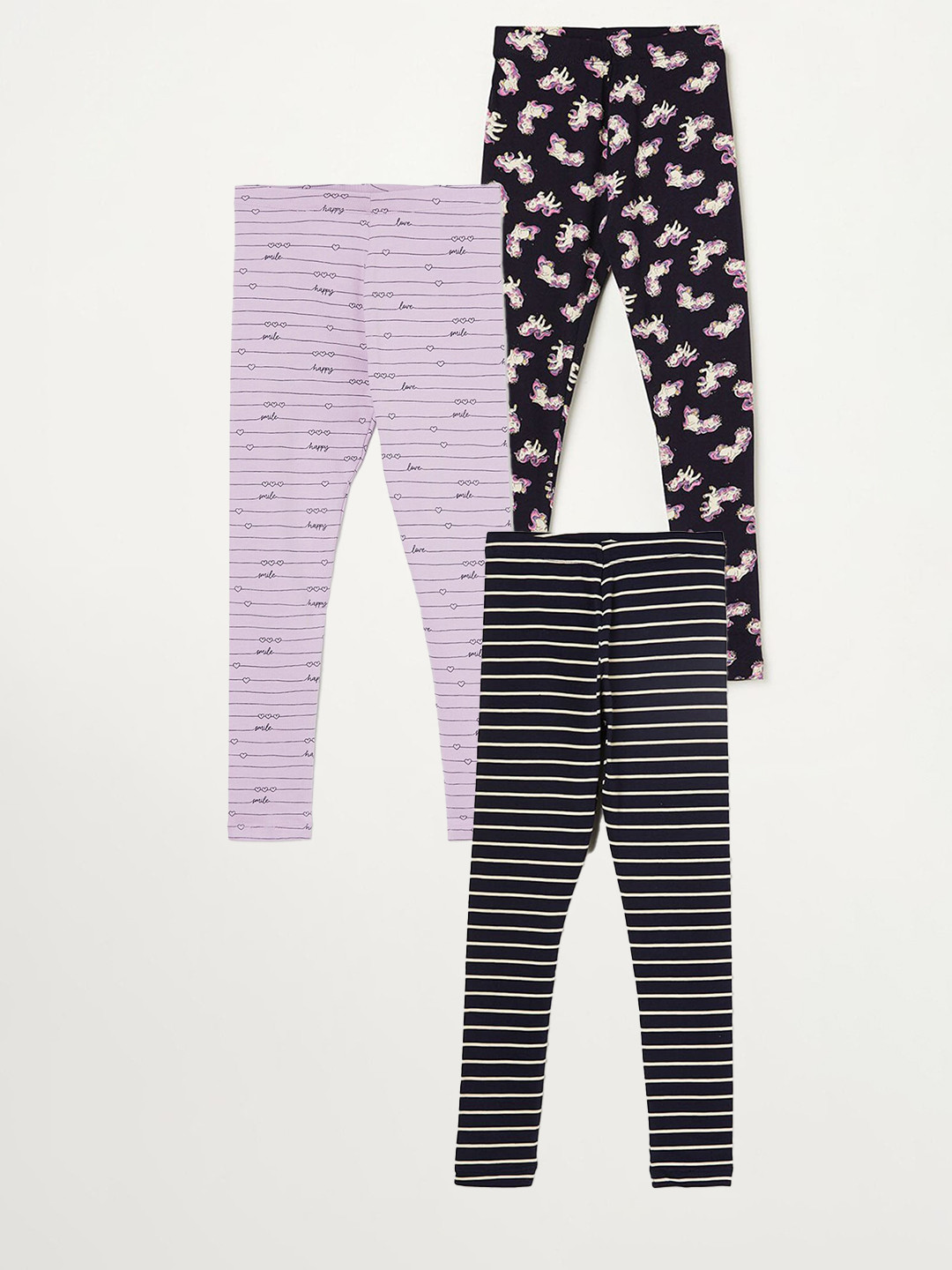 

Fame Forever by Lifestyle Girls Pack Of 3 Printed Cotton Leggings, Blue