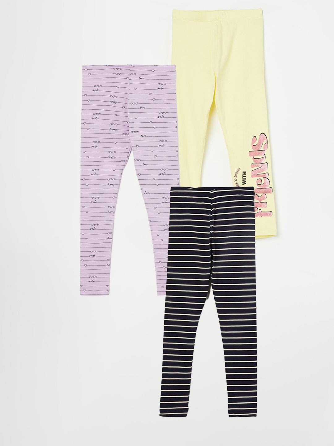 

Fame Forever by Lifestyle Girls Pack Of 3 Printed Cotton Leggings, Blue
